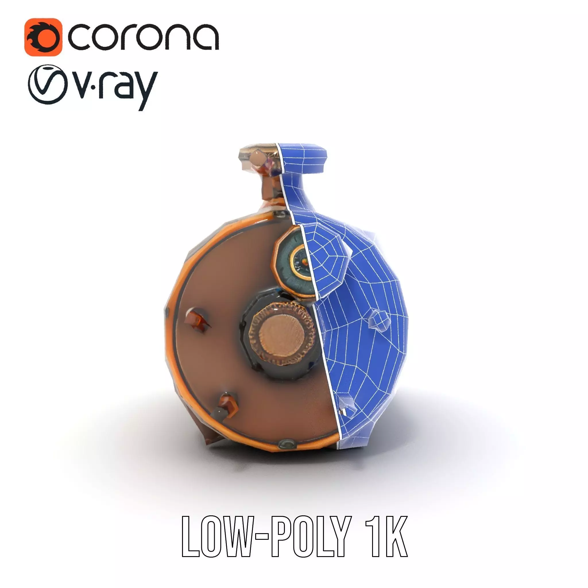 Steampunk Boiler Model Pack with Detailed Gauges Low-poly 3D model_31