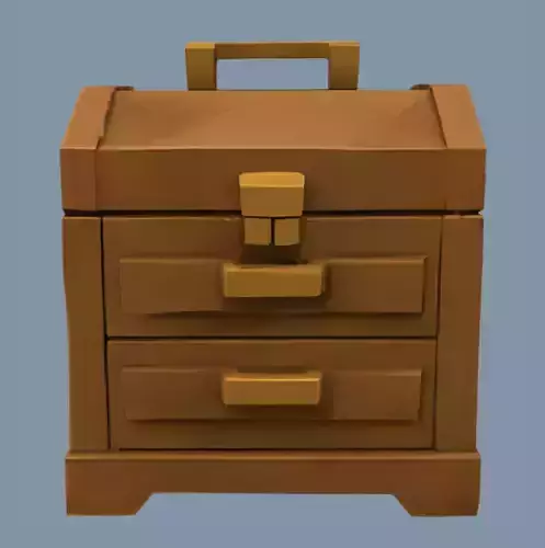 Brown wooden chest with drawers