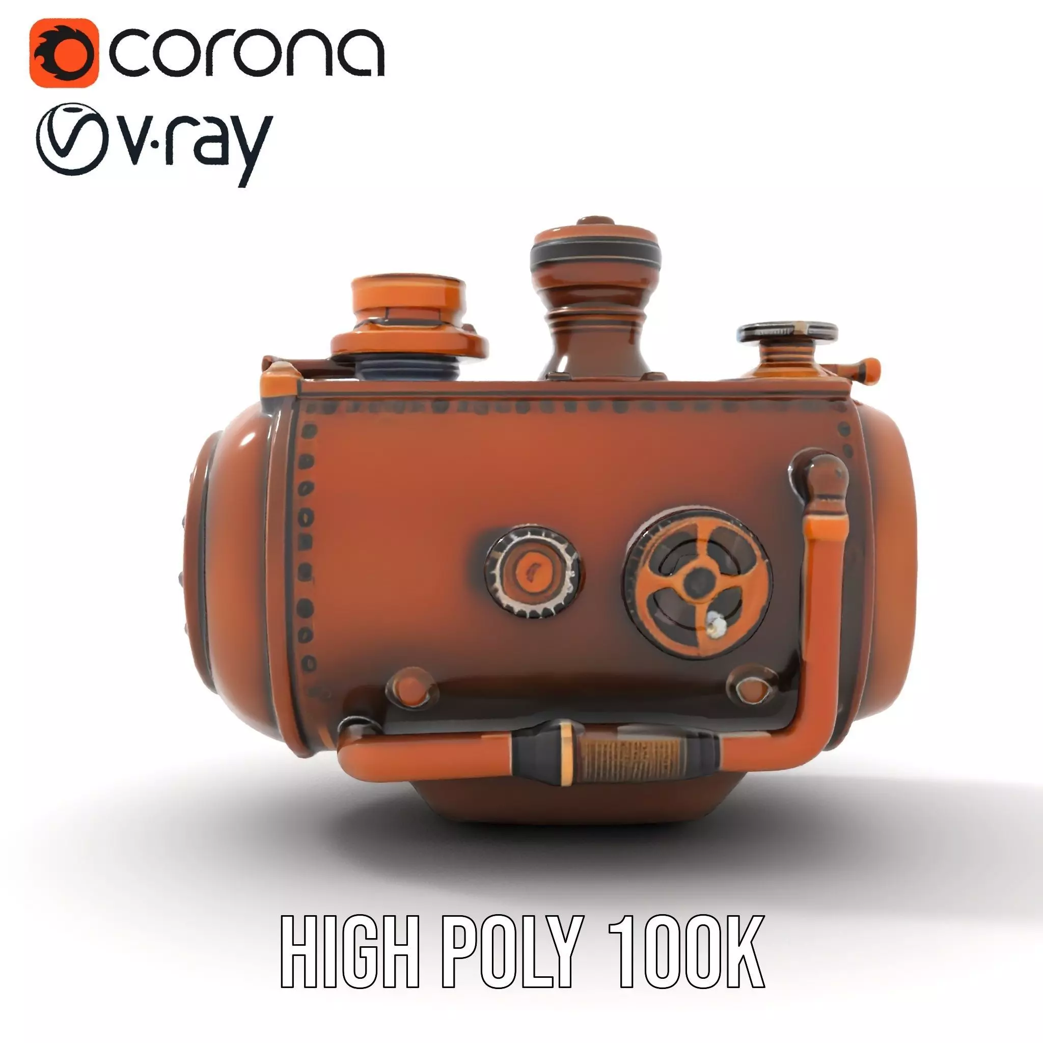 Steampunk Boiler Model Pack Low-poly 3D model_26