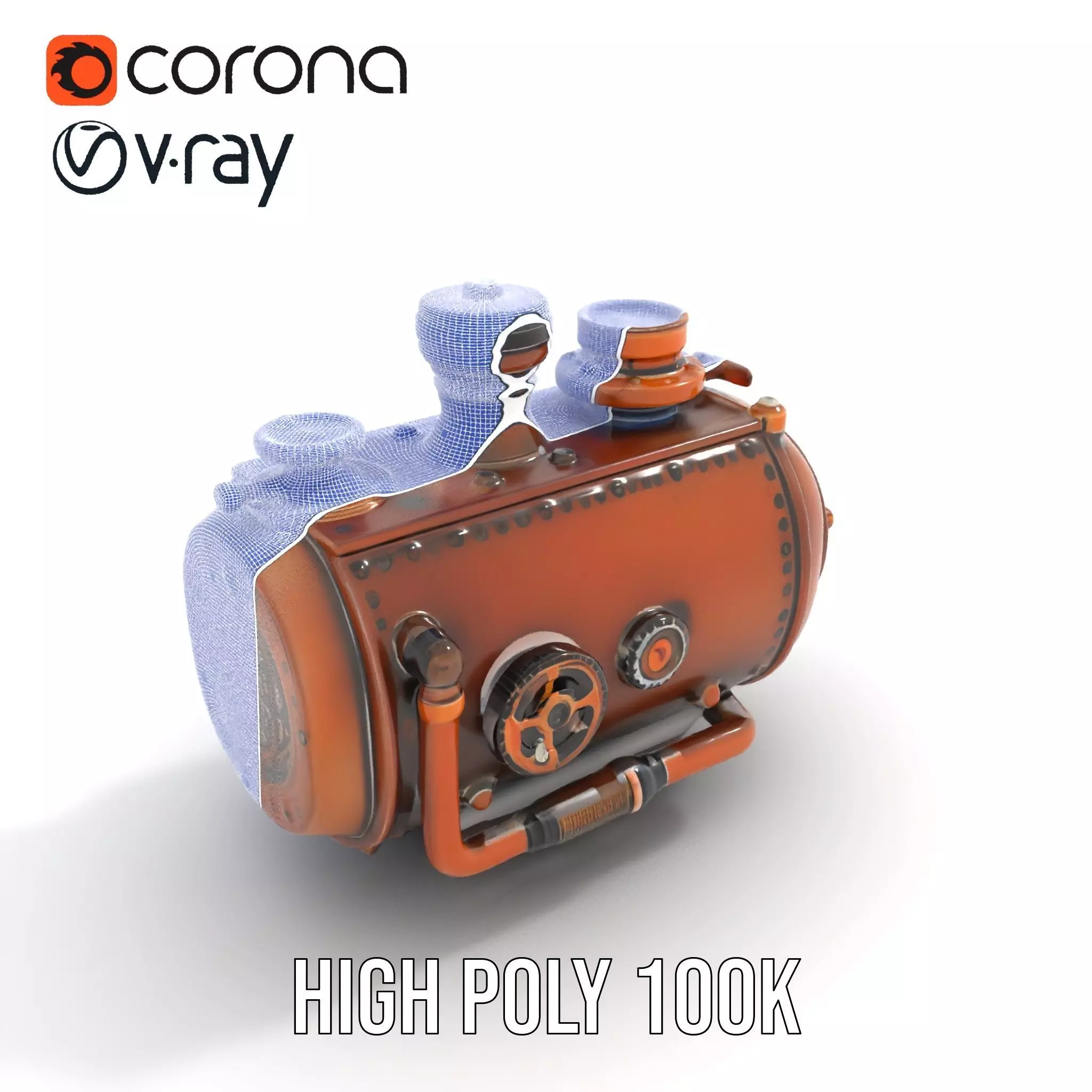 Steampunk Boiler Model Pack Low-poly 3D model_29