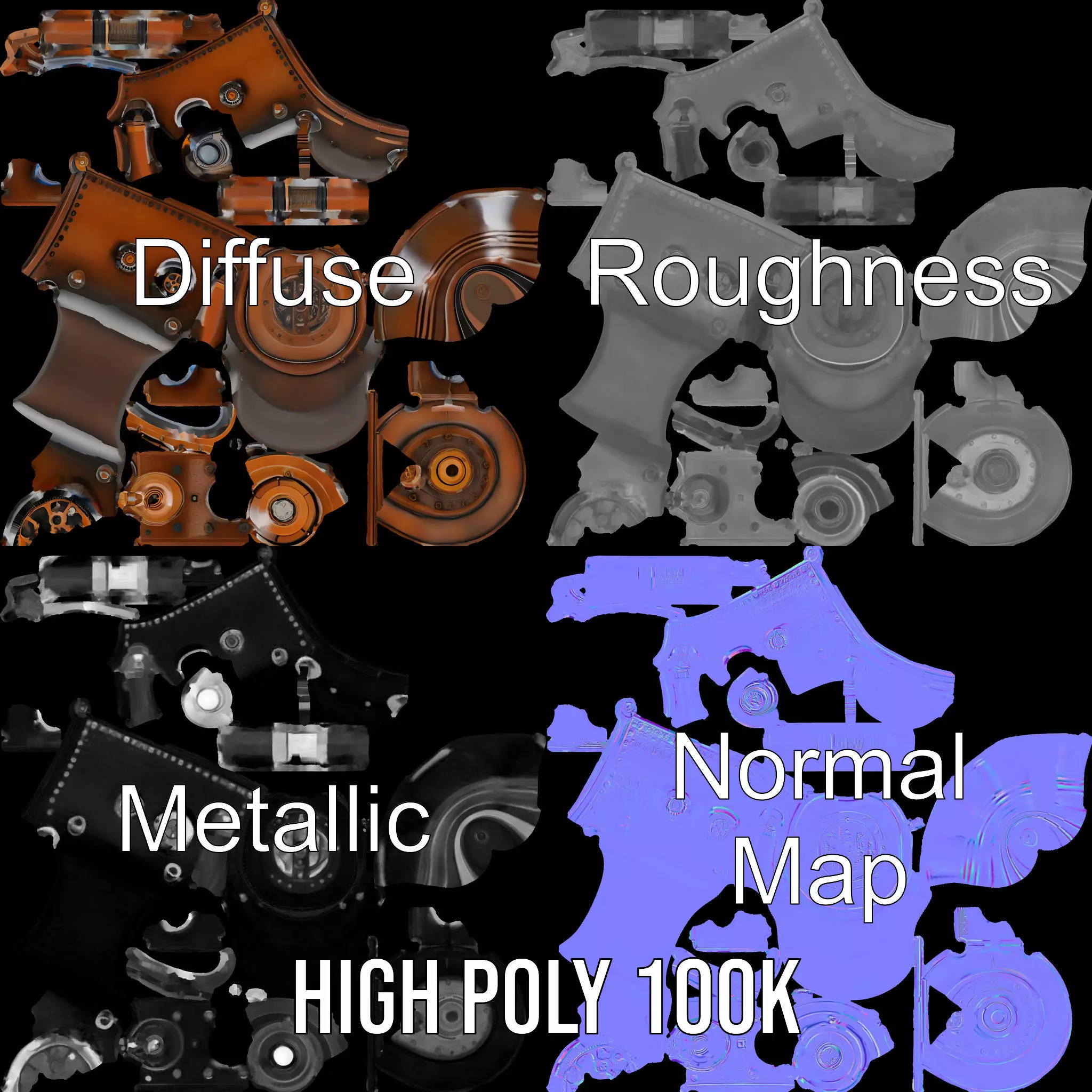 Steampunk Boiler Model Pack Low-poly 3D model_3