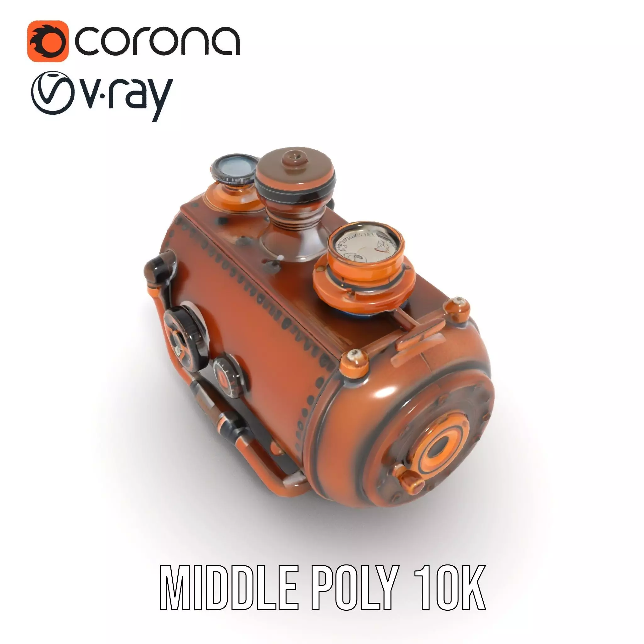 Steampunk Boiler Model Pack Low-poly 3D model_11