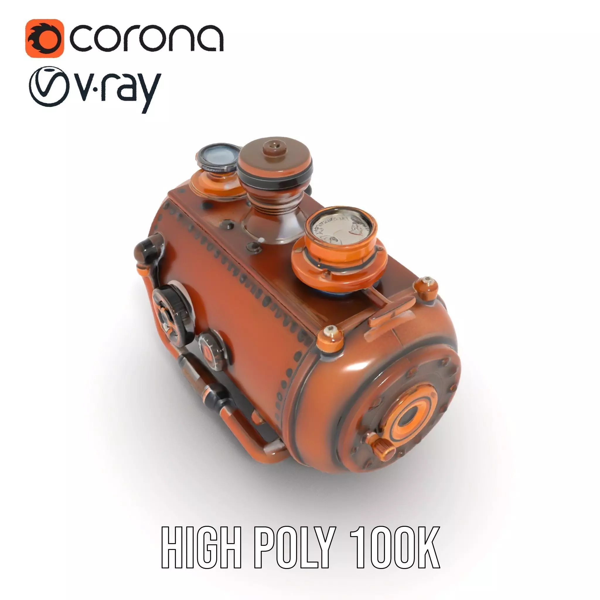 Steampunk Boiler Model Pack Low-poly 3D model_23