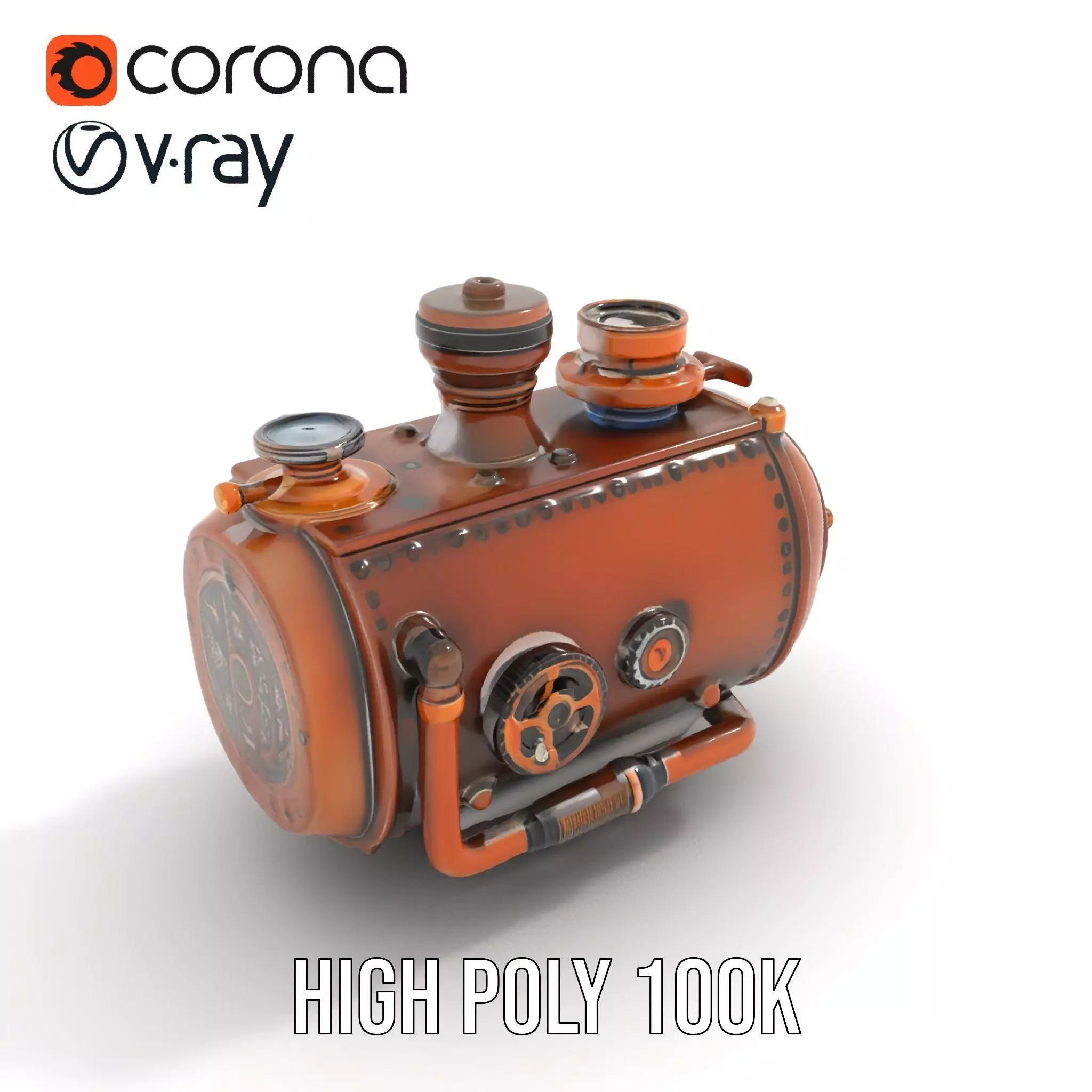 Steampunk Boiler Model Pack Low-poly 3D model_20