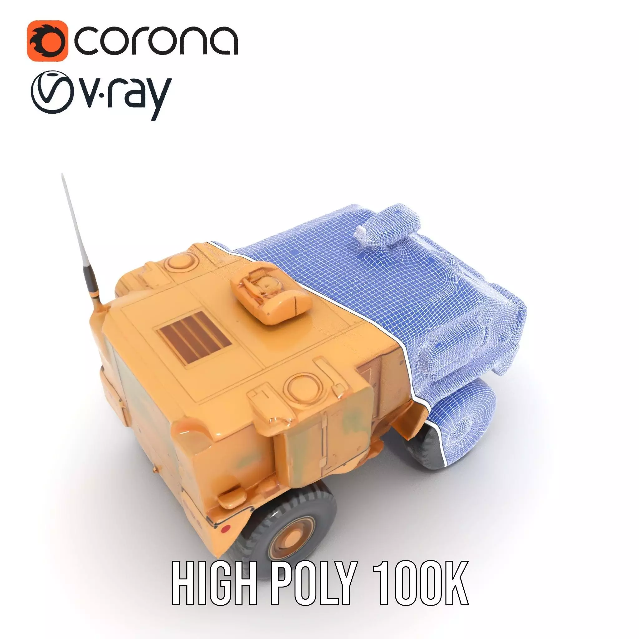Armored Vehicle Model Pack with Desert Camouflage Low-poly 3D model_32