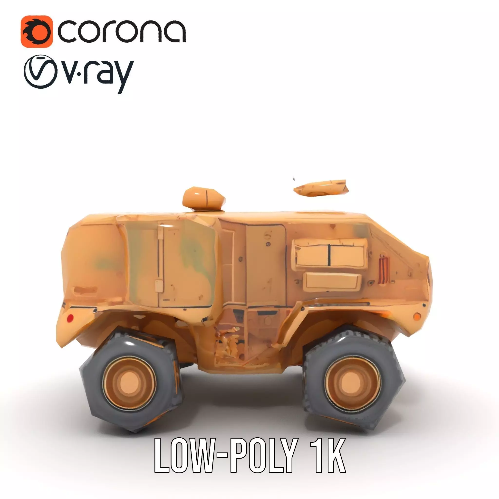 Armored Vehicle Model Pack with Desert Camouflage Low-poly 3D model_11