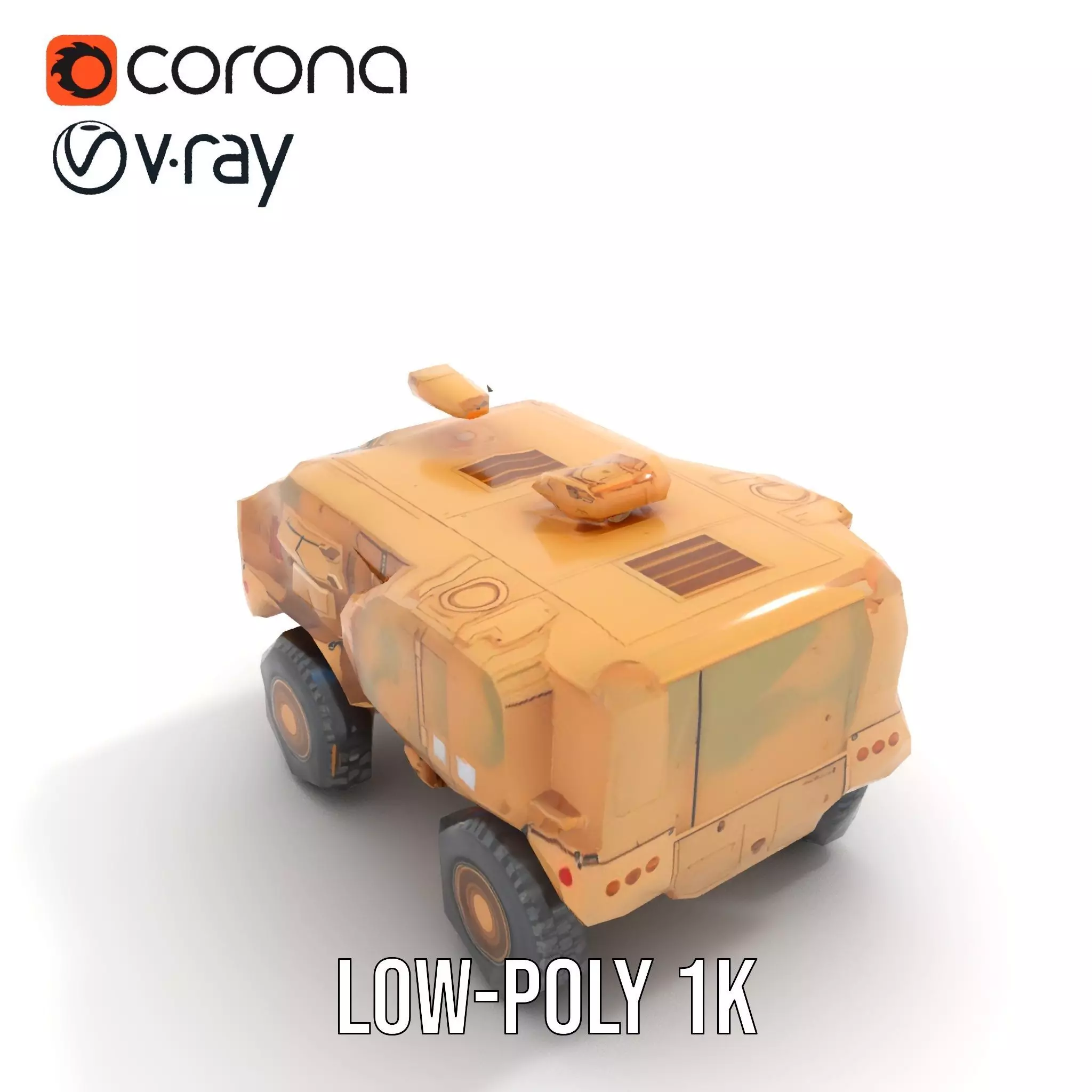 Armored Vehicle Model Pack with Desert Camouflage Low-poly 3D model_14