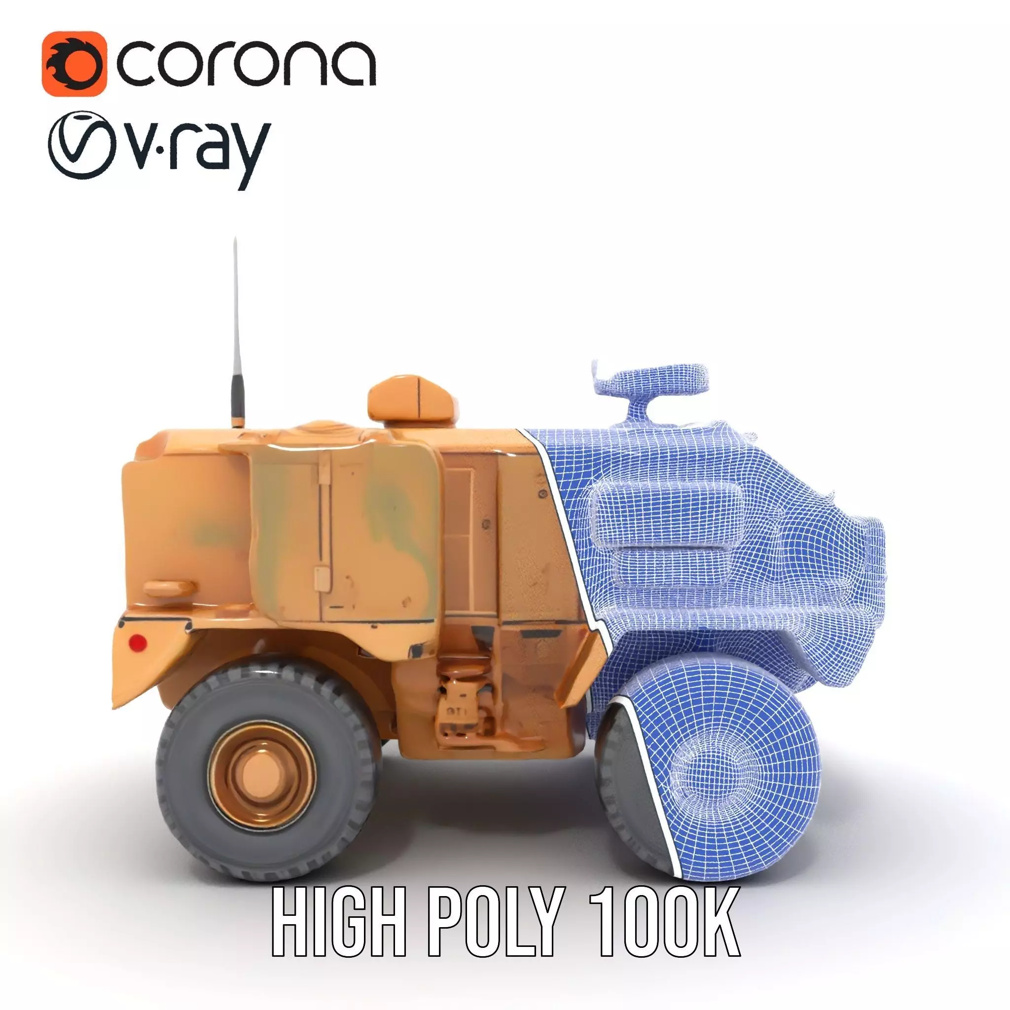 Armored Vehicle Model Pack with Desert Camouflage Low-poly 3D model_33