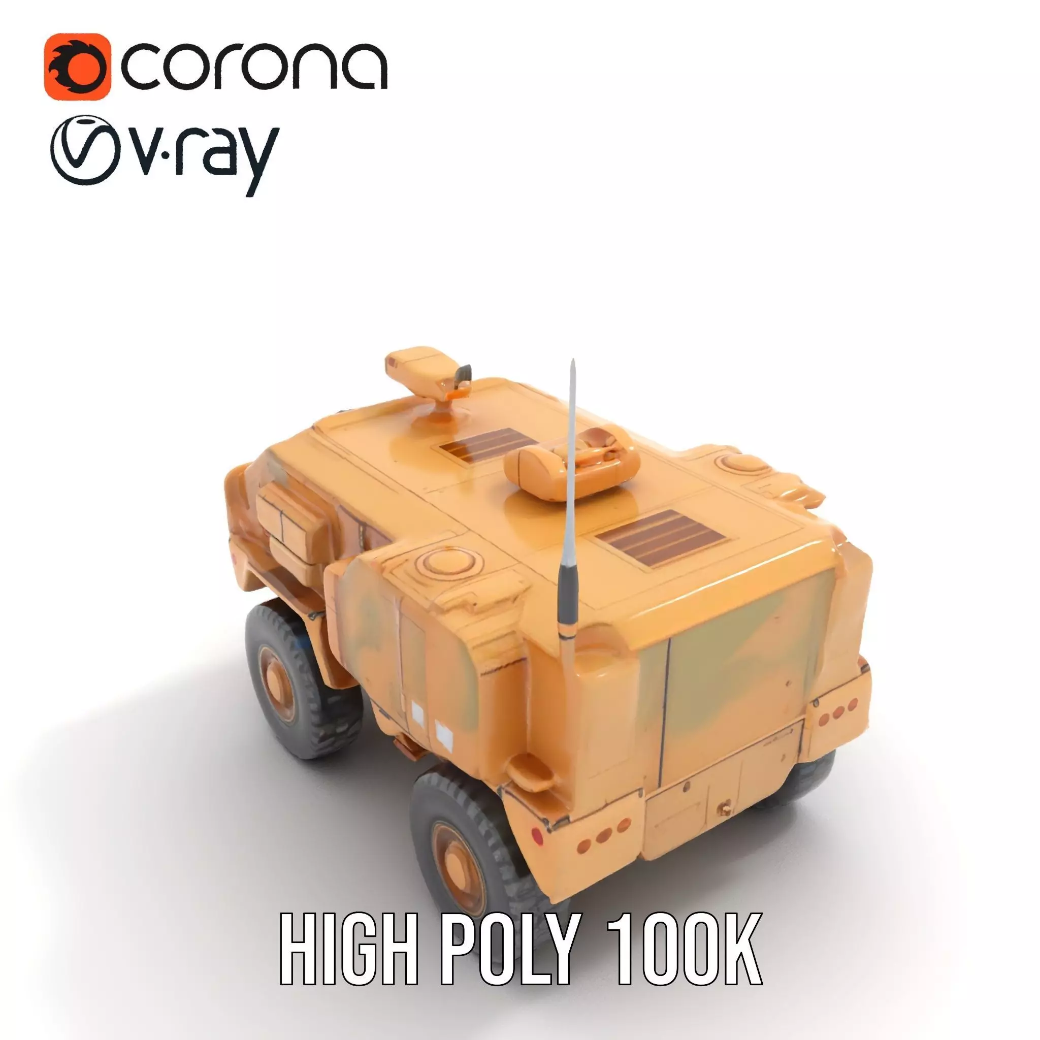 Armored Vehicle Model Pack with Desert Camouflage Low-poly 3D model_17