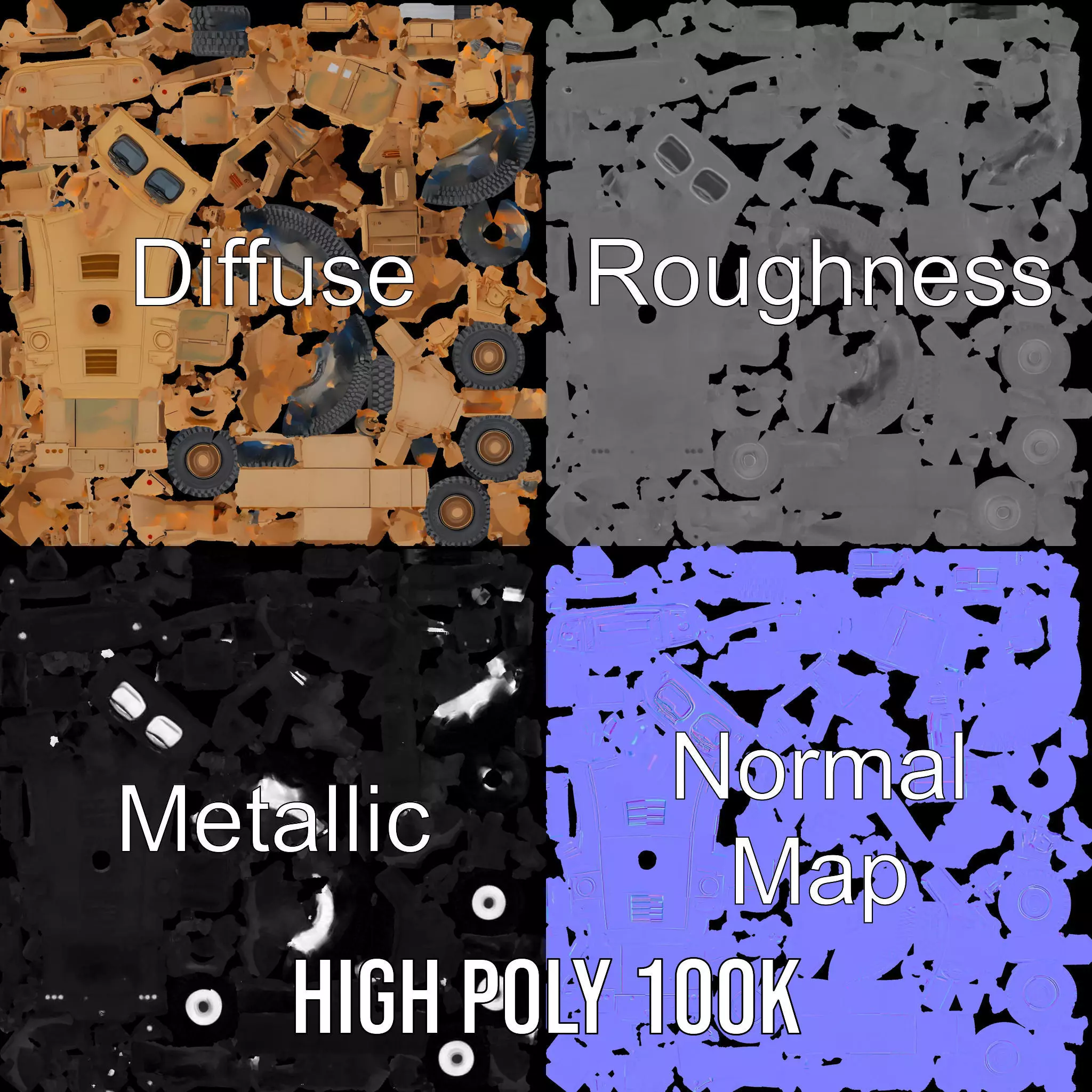 Armored Vehicle Model Pack with Desert Camouflage Low-poly 3D model_3