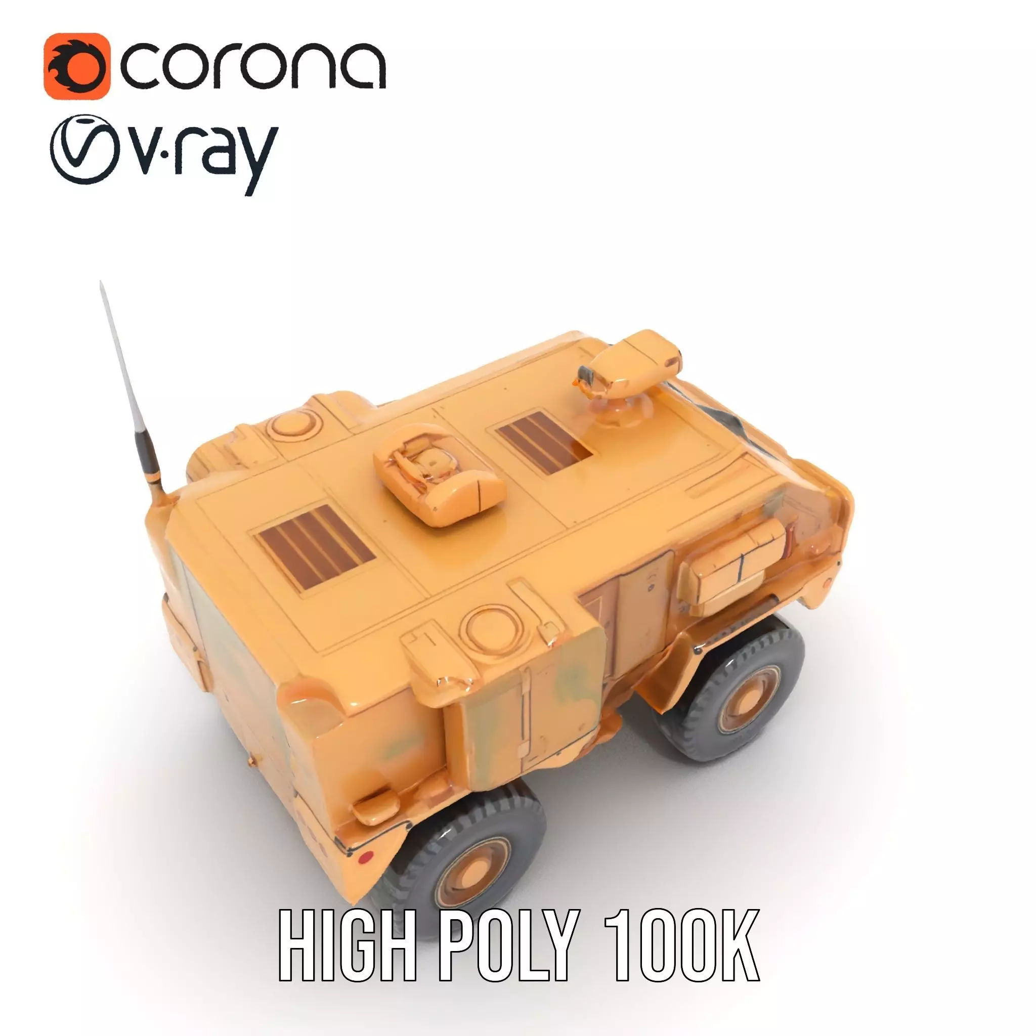 Armored Vehicle Model Pack with Desert Camouflage Low-poly 3D model_12