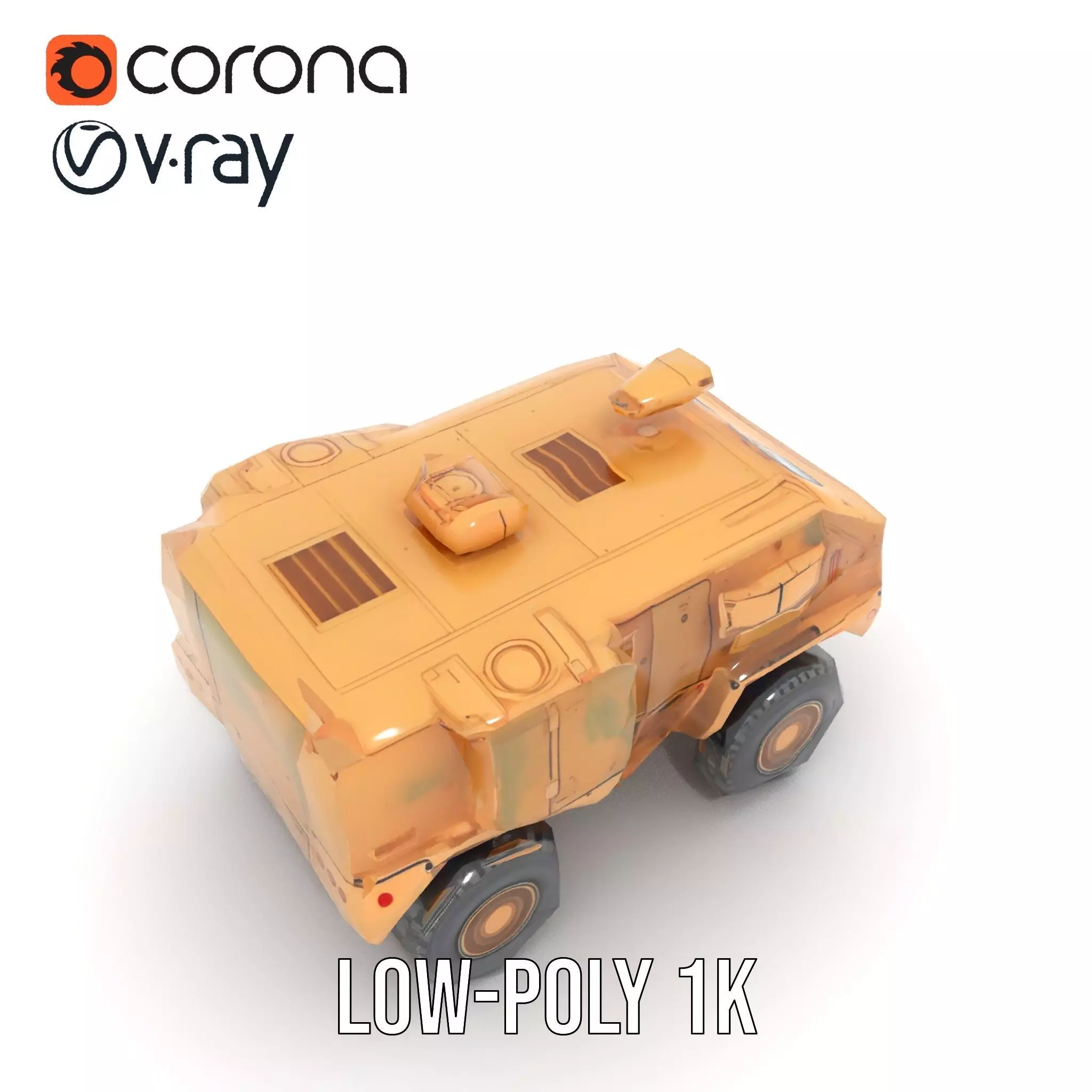 Armored Vehicle Model Pack with Desert Camouflage Low-poly 3D model_8