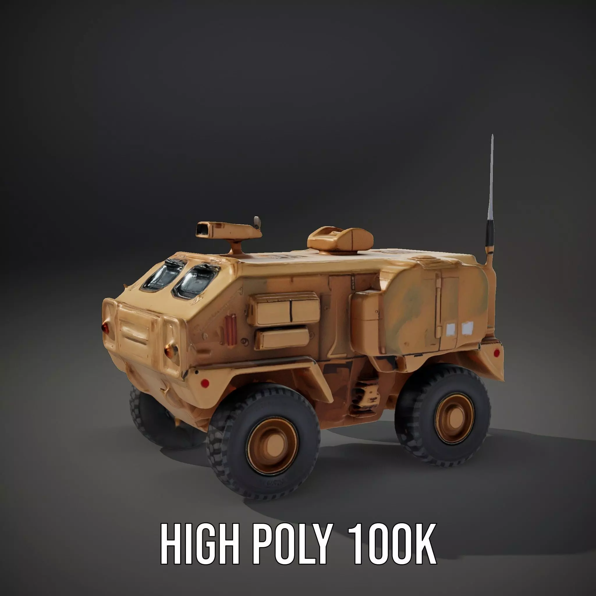 Armored Vehicle Model Pack with Desert Camouflage Low-poly 3D model_28