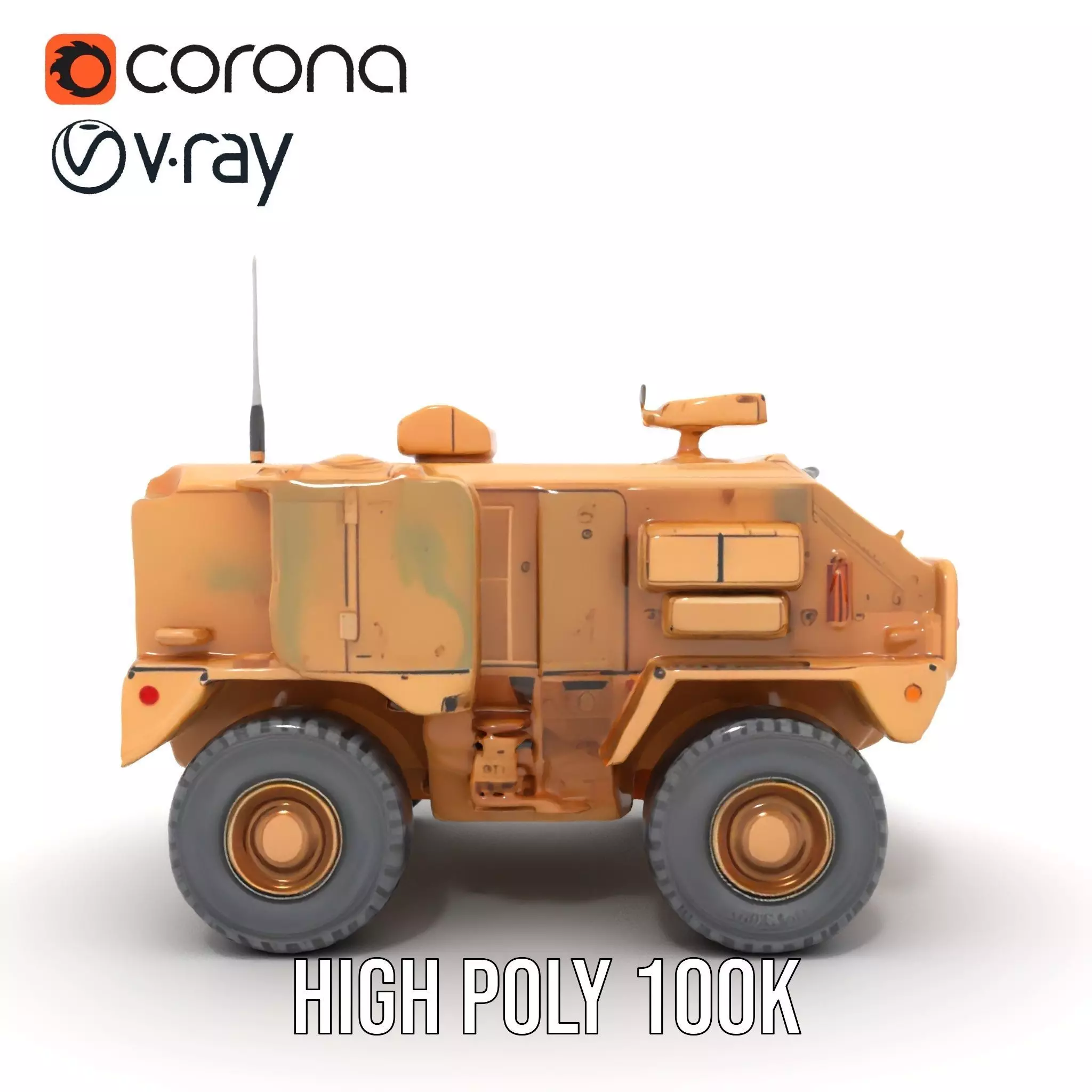 Armored Vehicle Model Pack with Desert Camouflage Low-poly 3D model_23