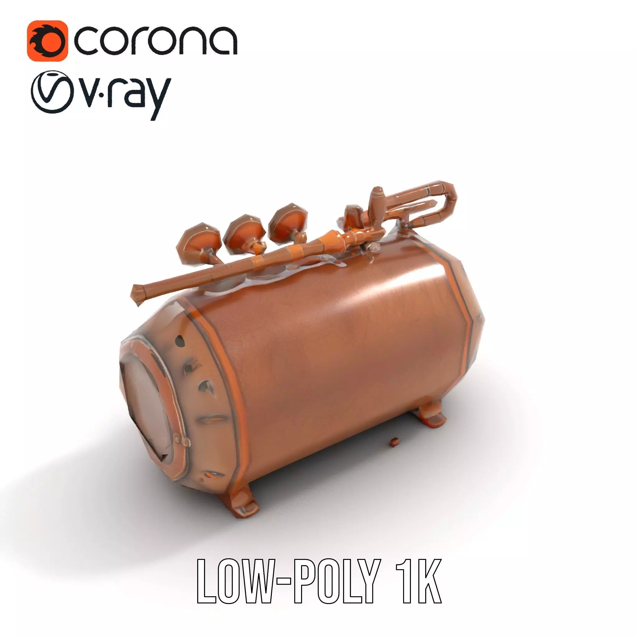 Steampunk Pressure Gauge Clock Model Pack Low-poly 3D model_9