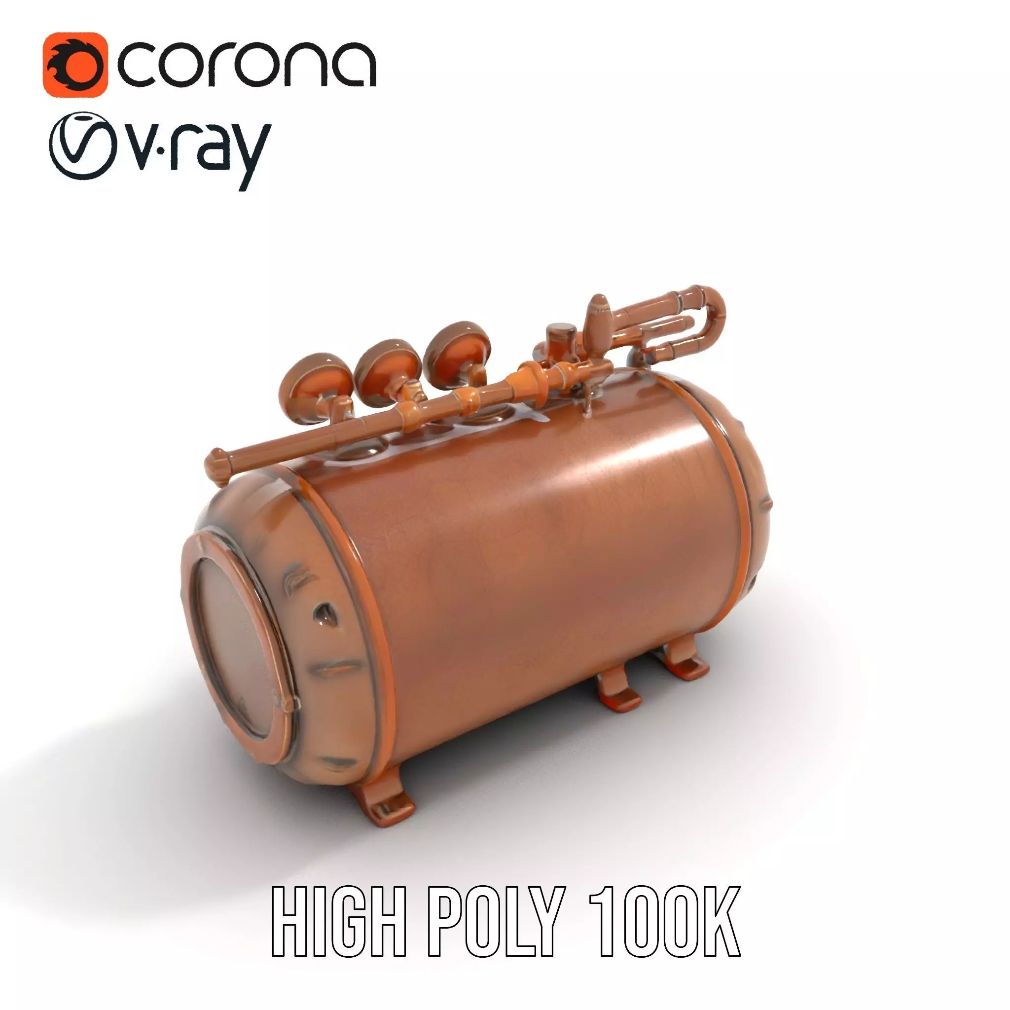 Steampunk Pressure Gauge Clock Model Pack Low-poly 3D model_17