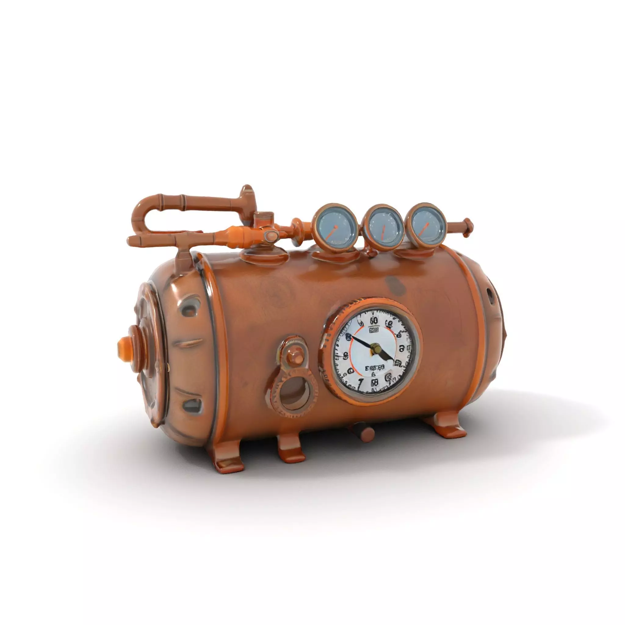 Steampunk Pressure Gauge Clock Model Pack Low-poly 3D model_0