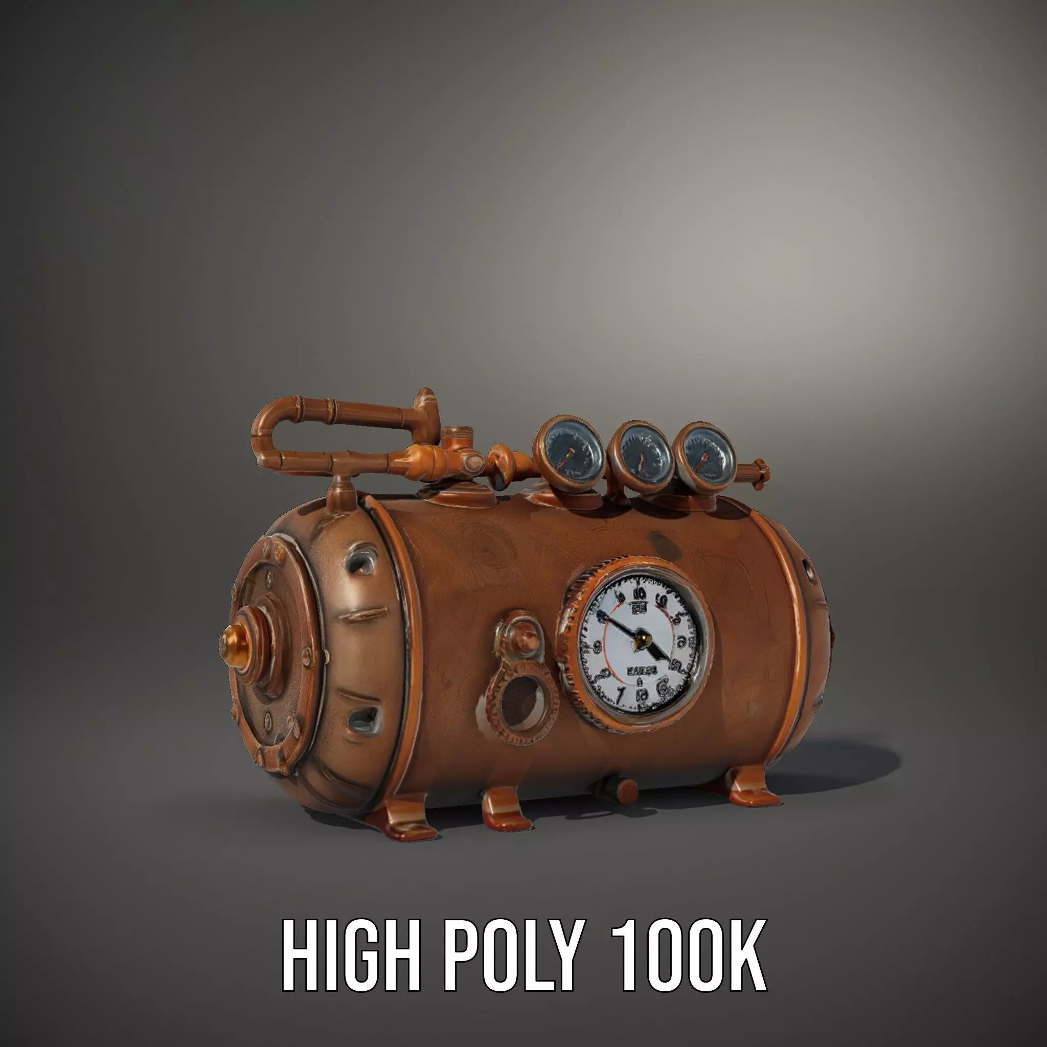 Steampunk Pressure Gauge Clock Model Pack Low-poly 3D model_10