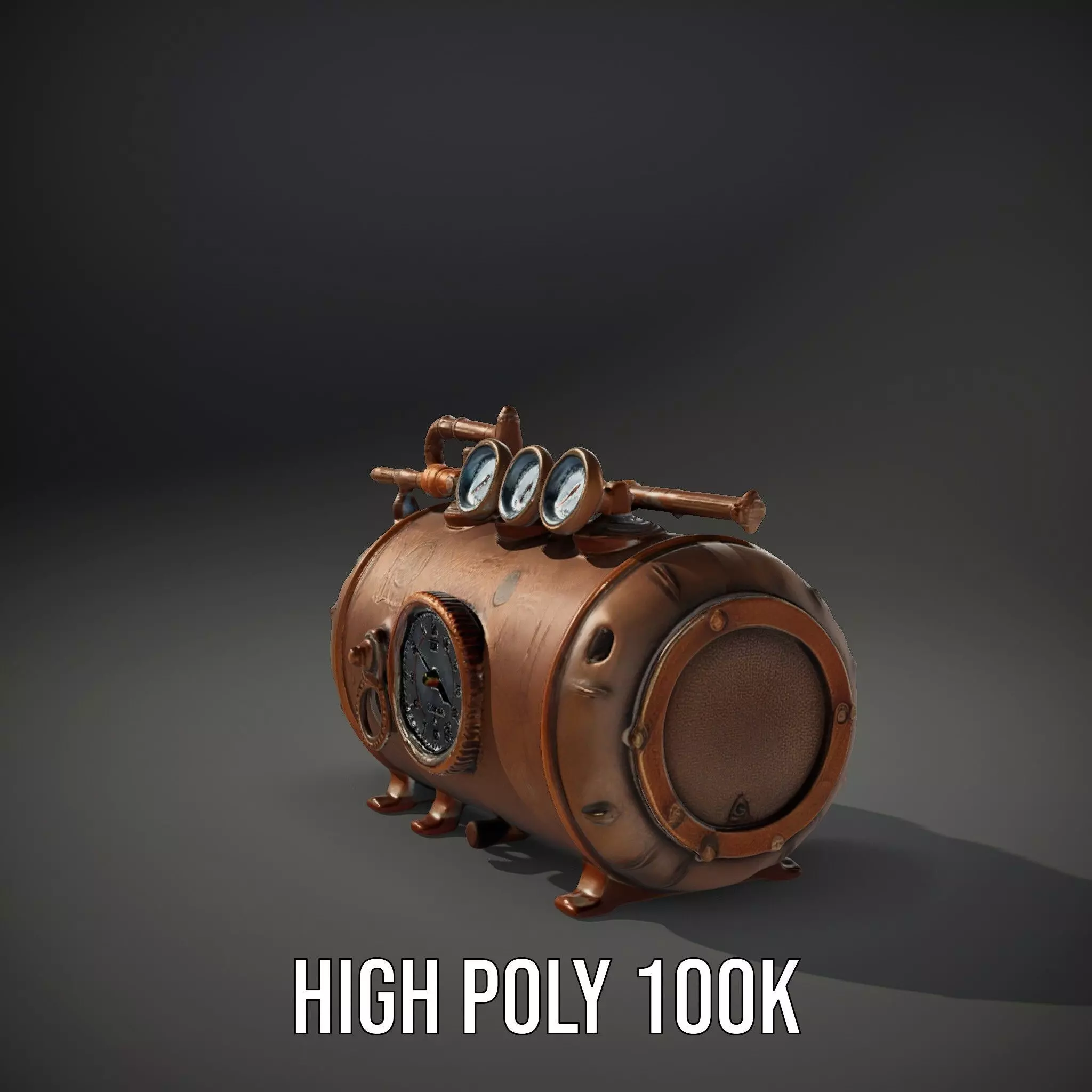 Steampunk Pressure Gauge Clock Model Pack Low-poly 3D model_8