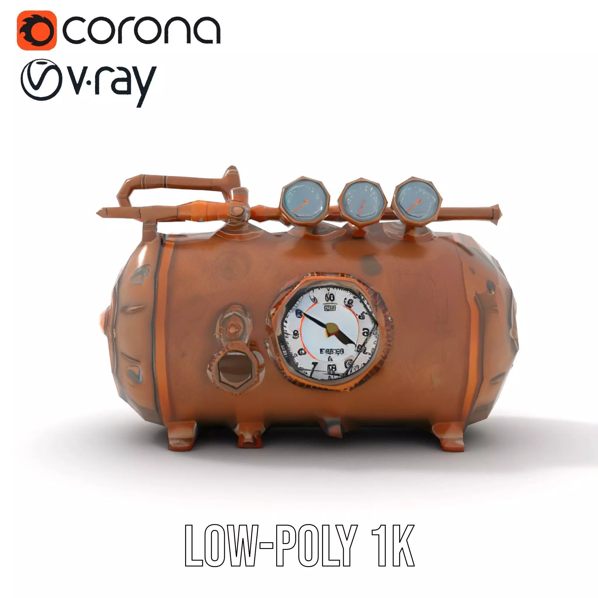 Steampunk Pressure Gauge Clock Model Pack Low-poly 3D model_19