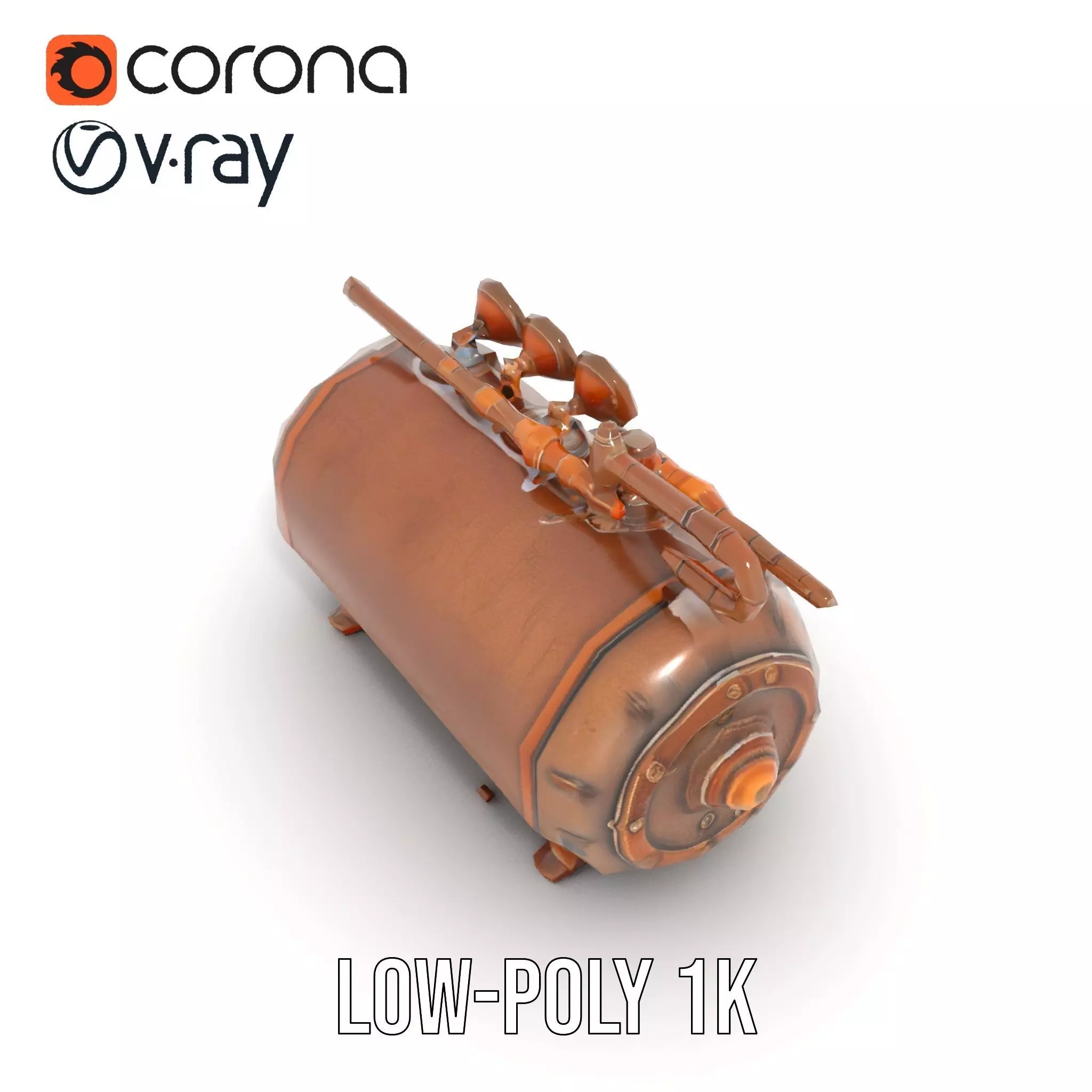 Steampunk Pressure Gauge Clock Model Pack Low-poly 3D model_7