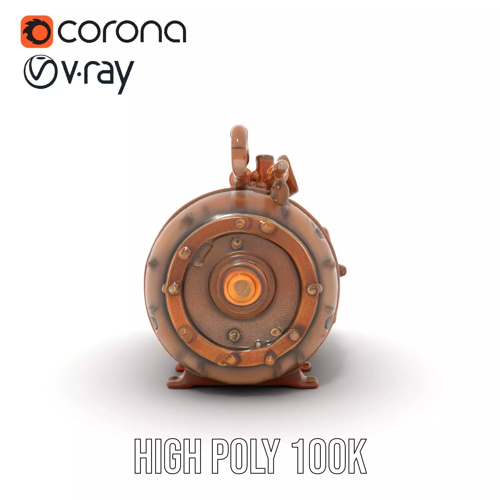 Steampunk Pressure Gauge Clock Model Pack Low-poly 3D model_26