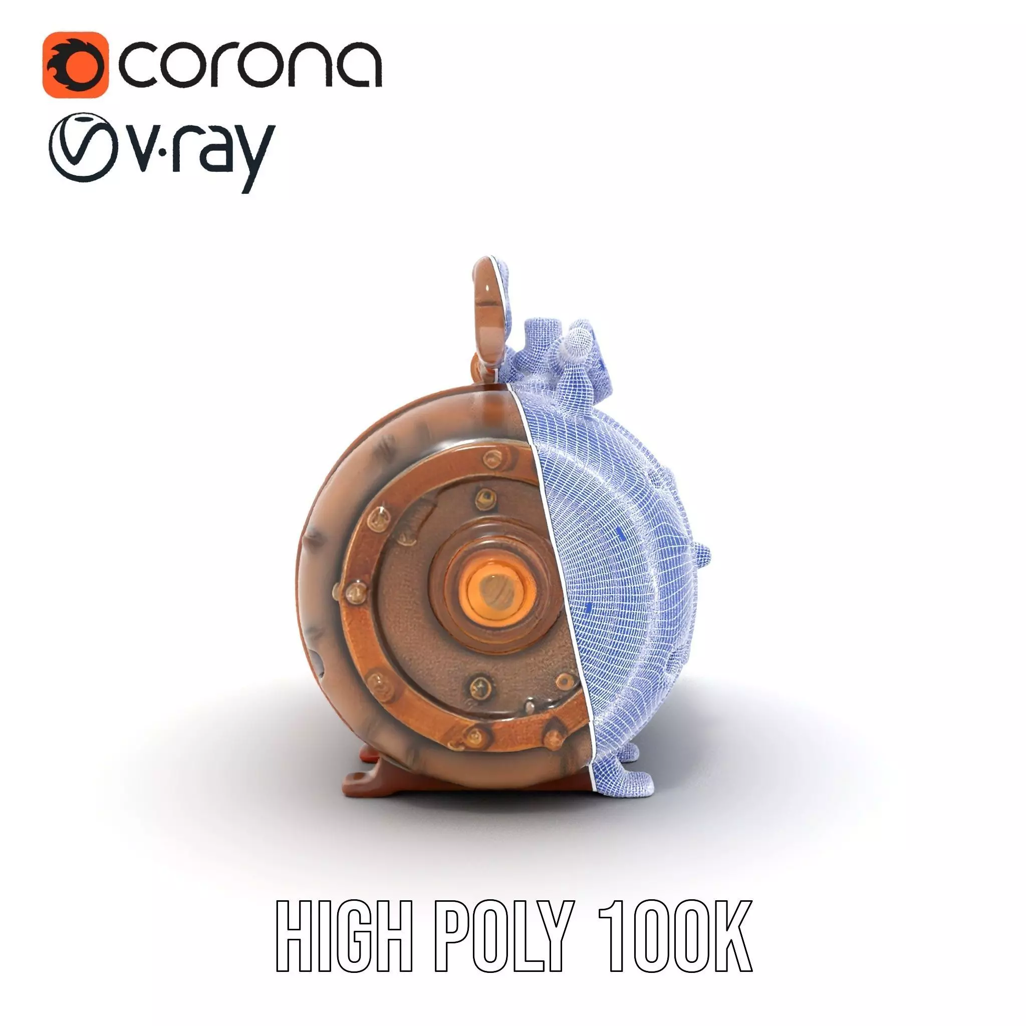 Steampunk Pressure Gauge Clock Model Pack Low-poly 3D model_34