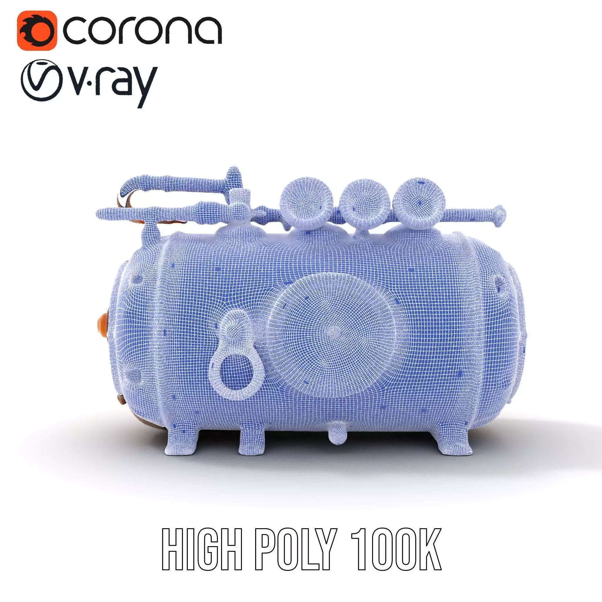 Steampunk Pressure Gauge Clock Model Pack Low-poly 3D model_33