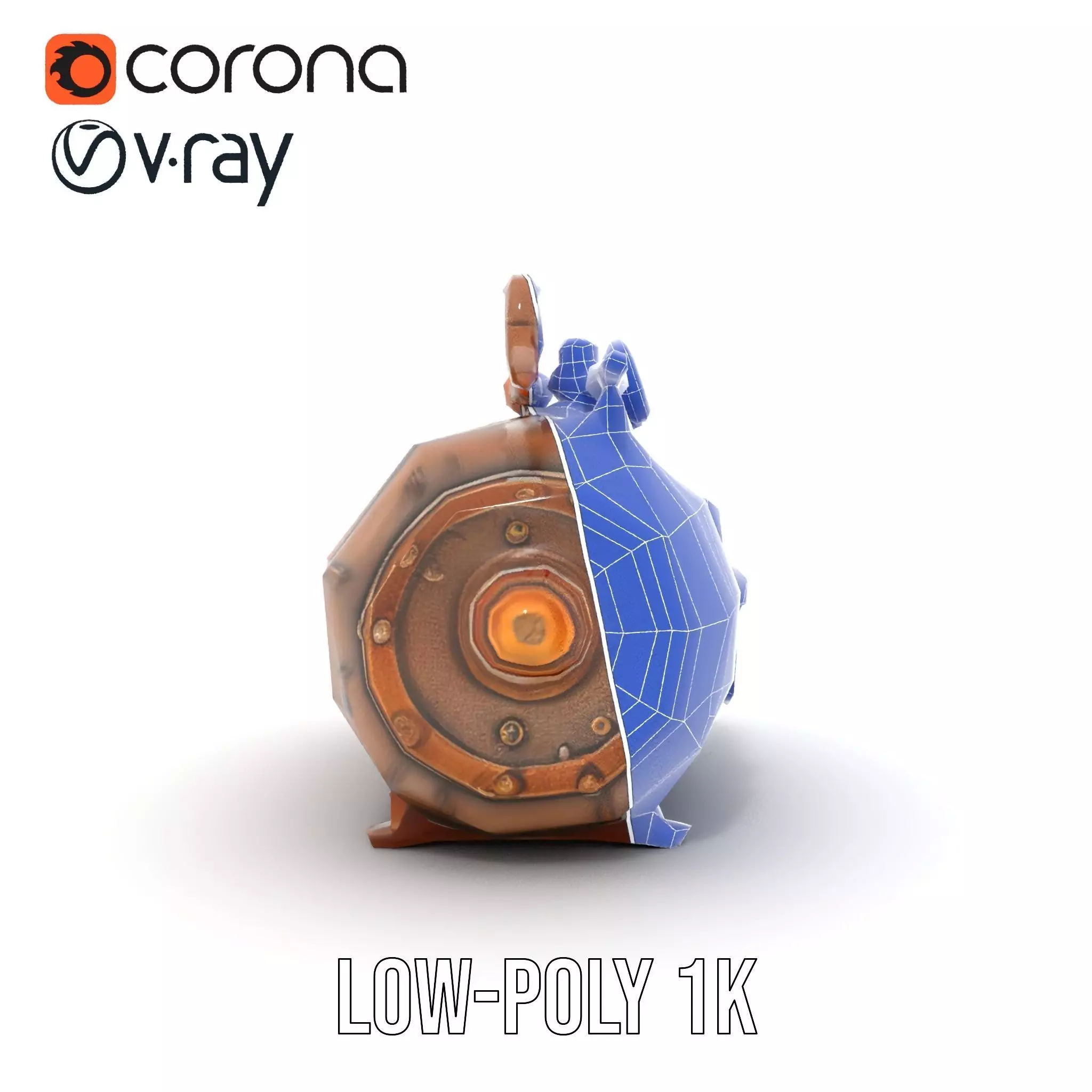 Steampunk Pressure Gauge Clock Model Pack Low-poly 3D model_28