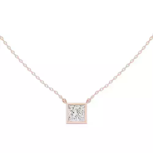 Solitaire Princess Diamond Bezel Set Pendant Woman 3dm STL Video