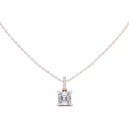 Hidden Halo Asscher Diamond Pendant Woman Necklace 3dm STL Video 3D print model