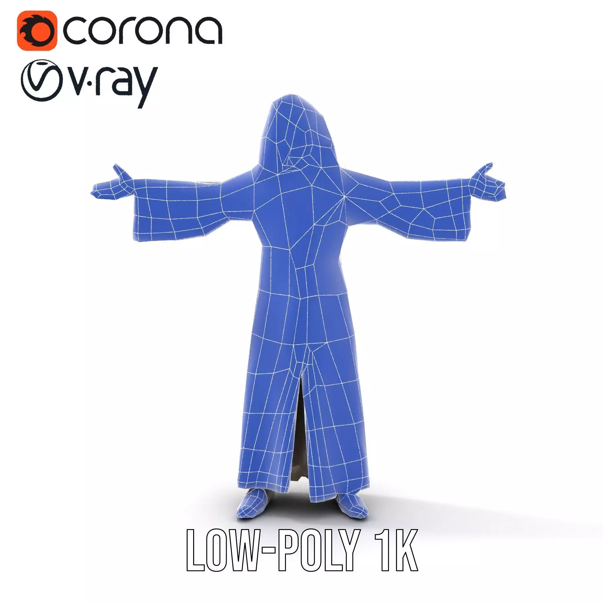 Wise Elder Character Model Pack with Robe and Beard Low-poly 3D model_16