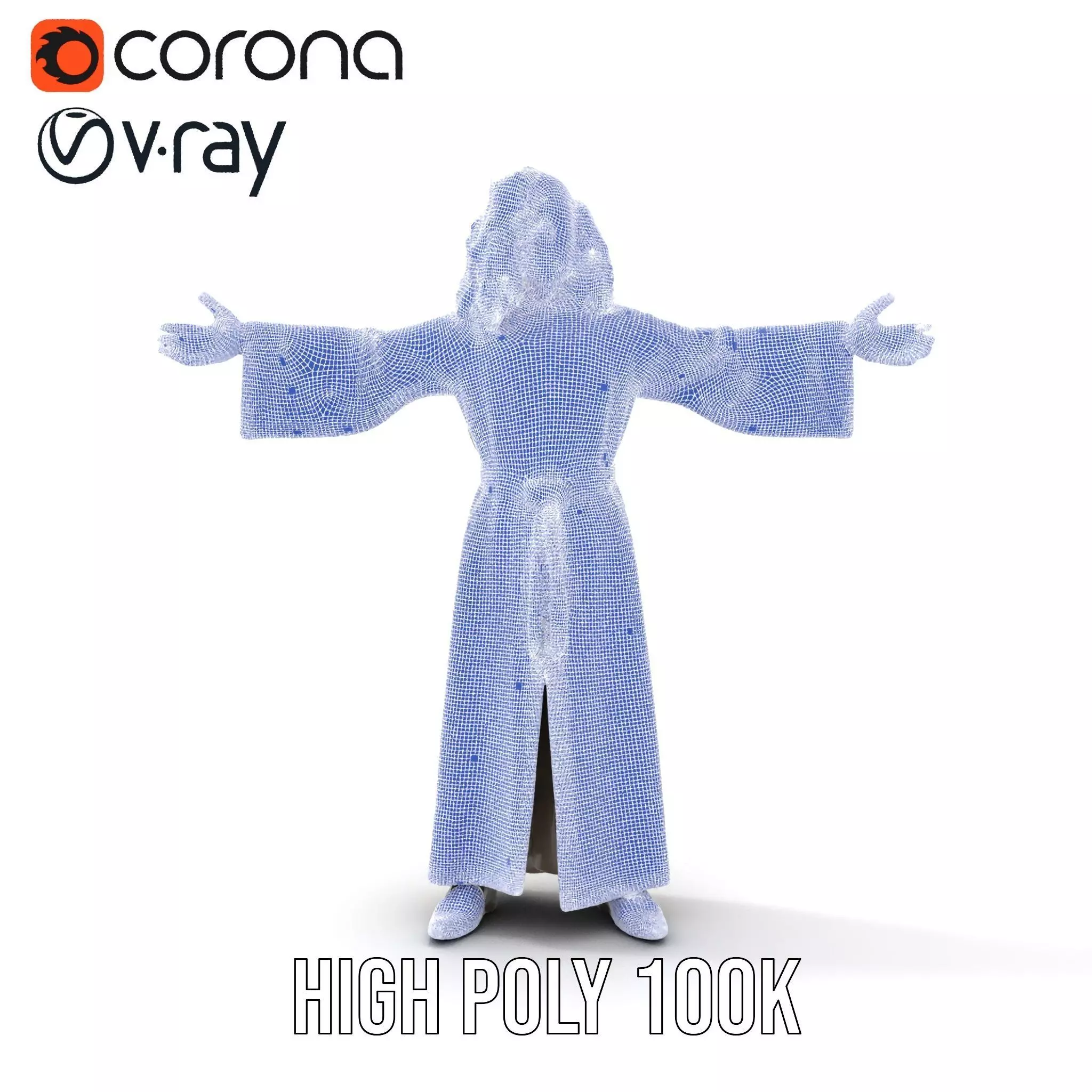 Wise Elder Character Model Pack with Robe and Beard Low-poly 3D model_31