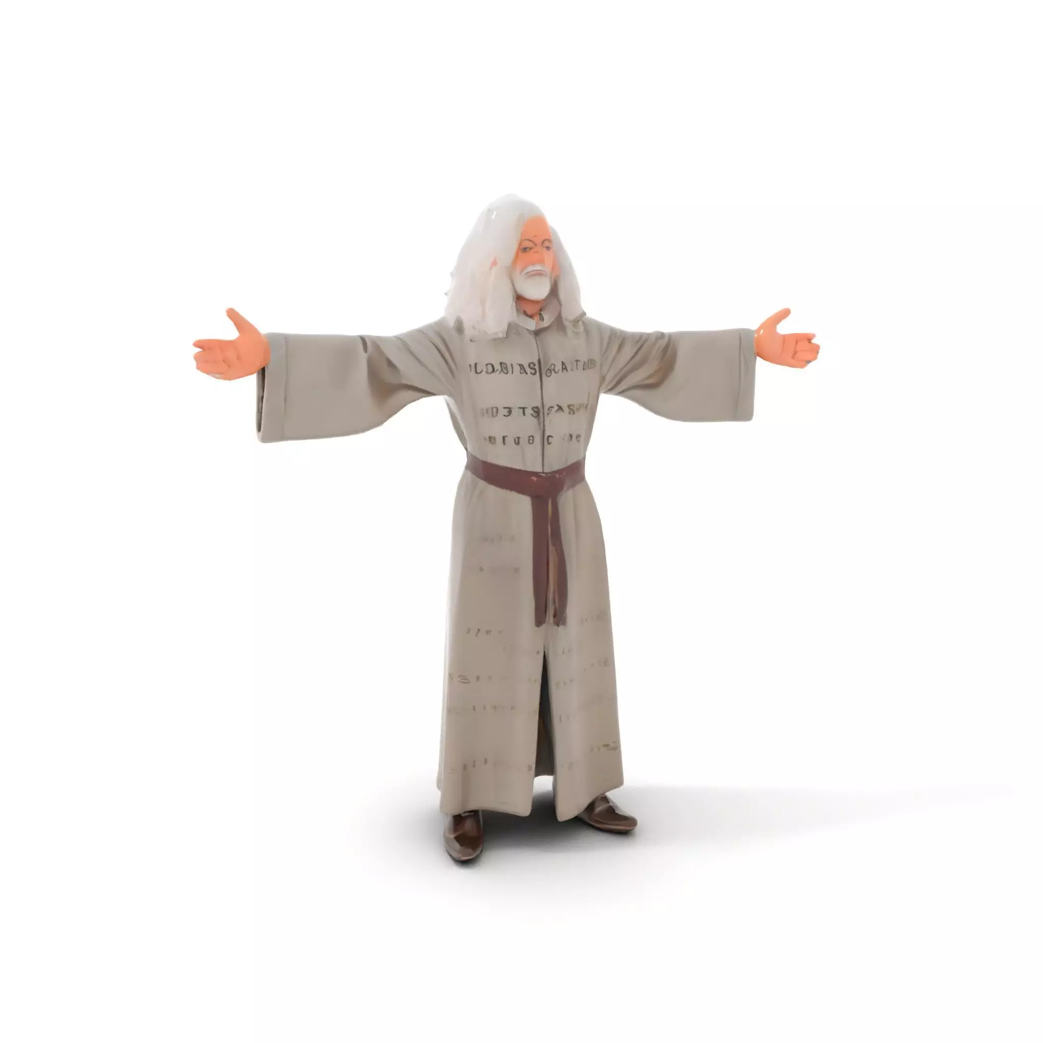 Wise Elder Character Model Pack with Robe and Beard Low-poly 3D model_5