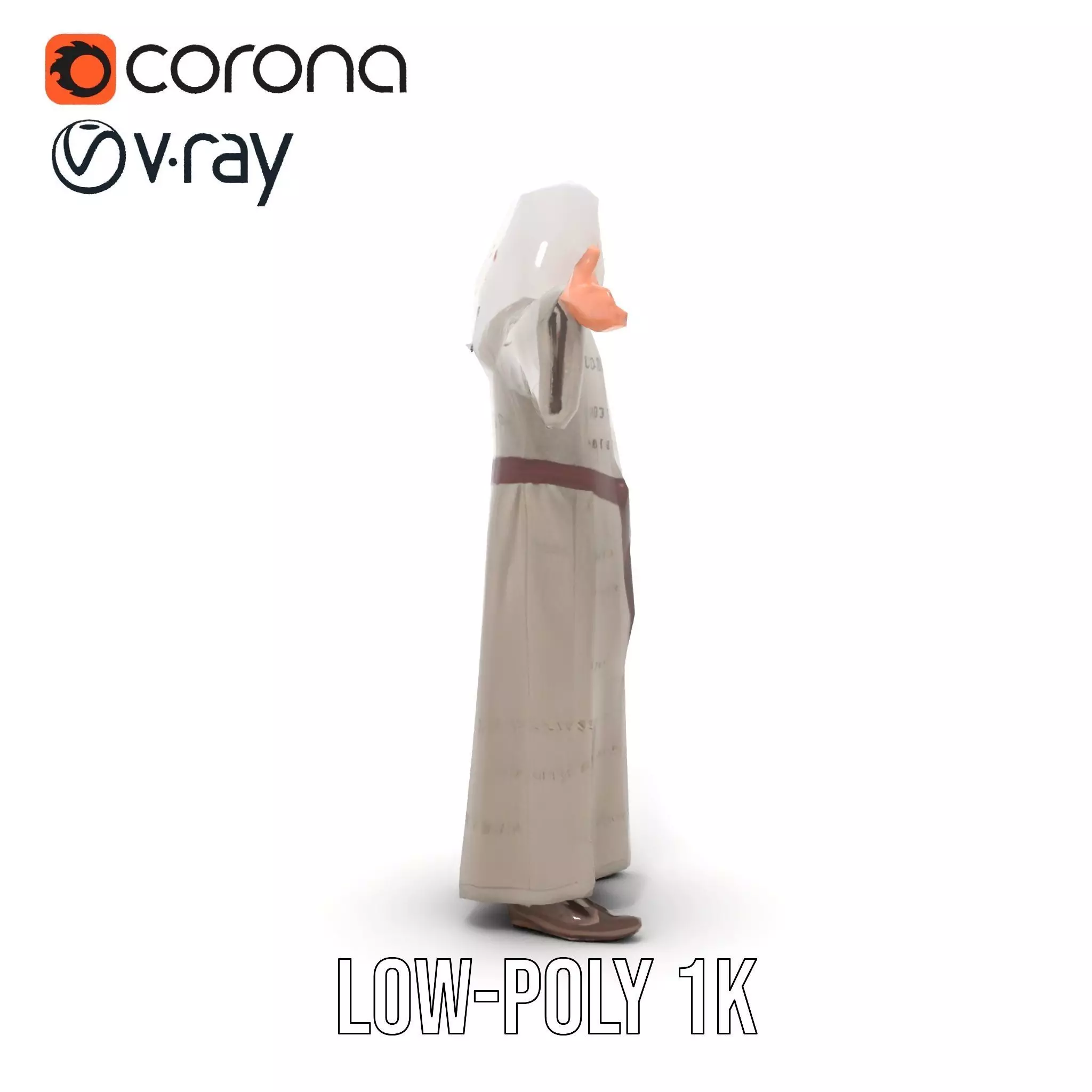 Wise Elder Character Model Pack with Robe and Beard Low-poly 3D model_19