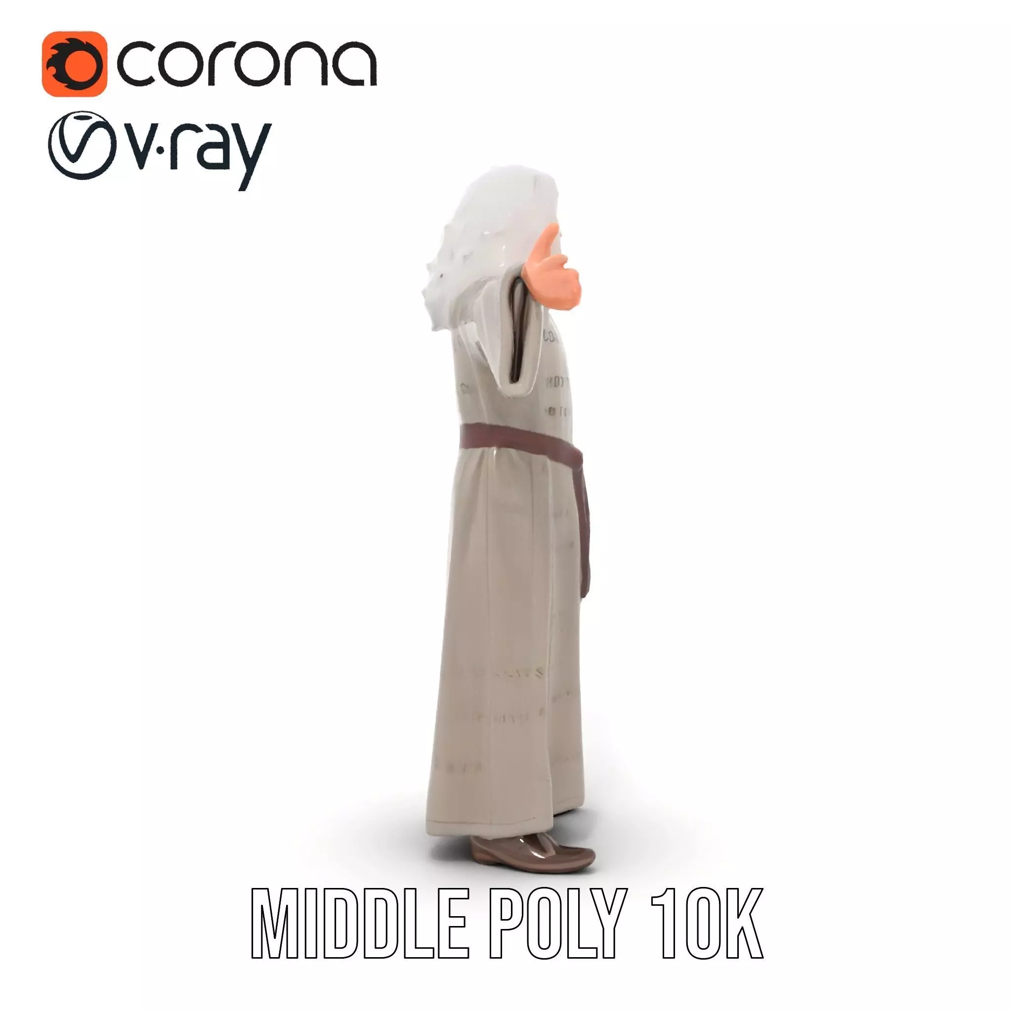 Wise Elder Character Model Pack with Robe and Beard Low-poly 3D model_24