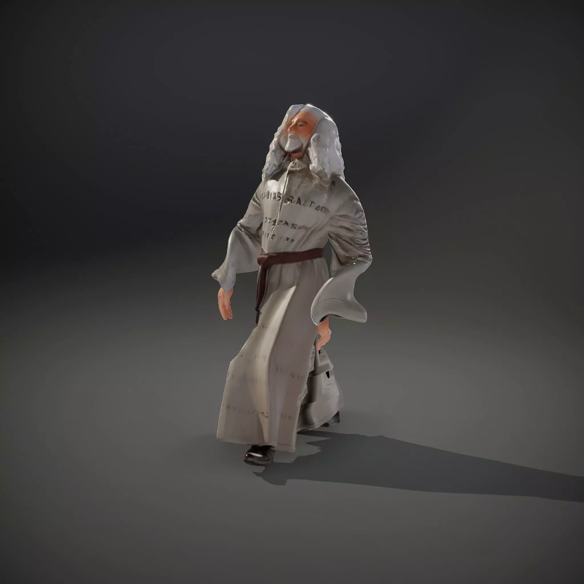 Wise Elder Character Model Pack with Robe and Beard Low-poly 3D model_34