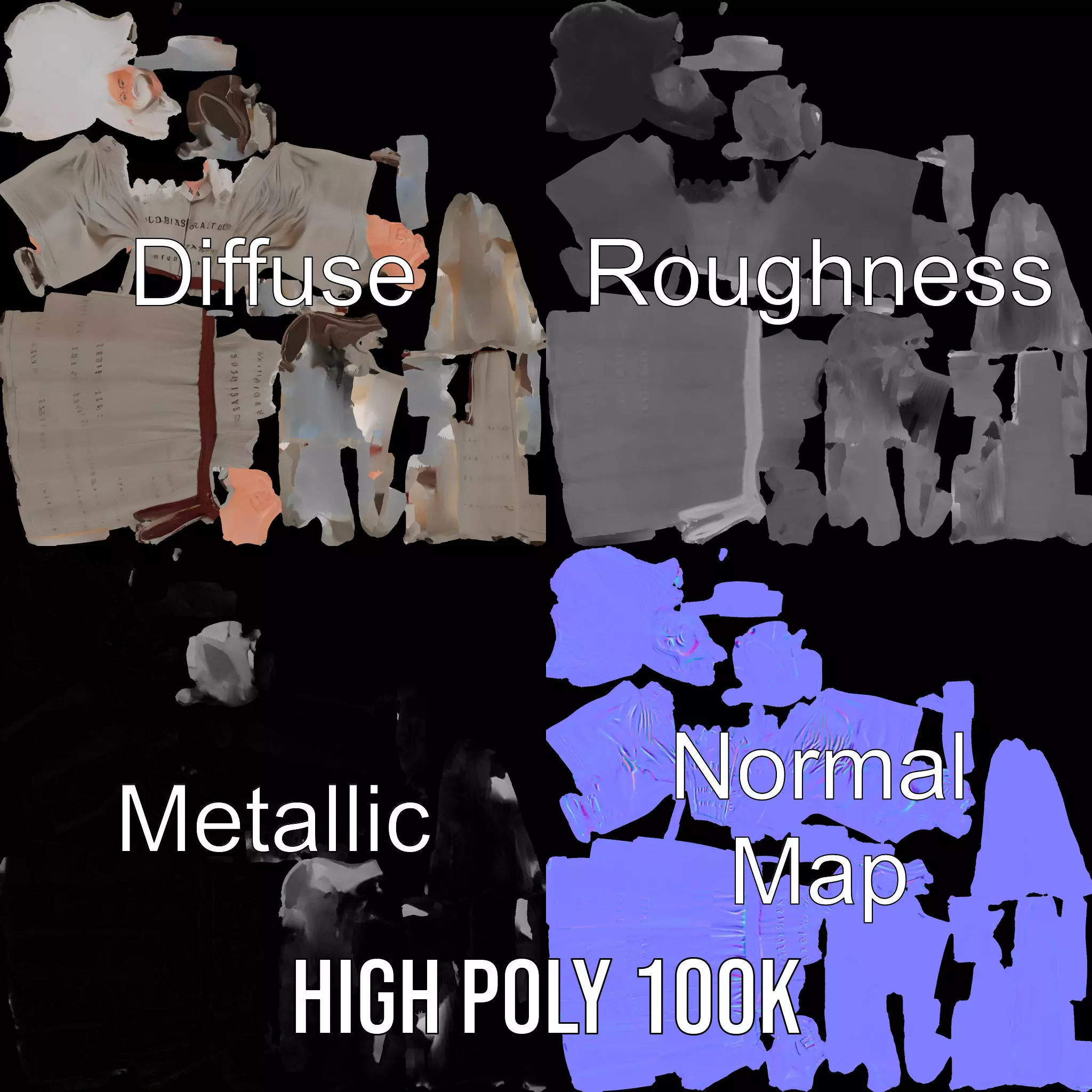 Wise Elder Character Model Pack with Robe and Beard Low-poly 3D model_3