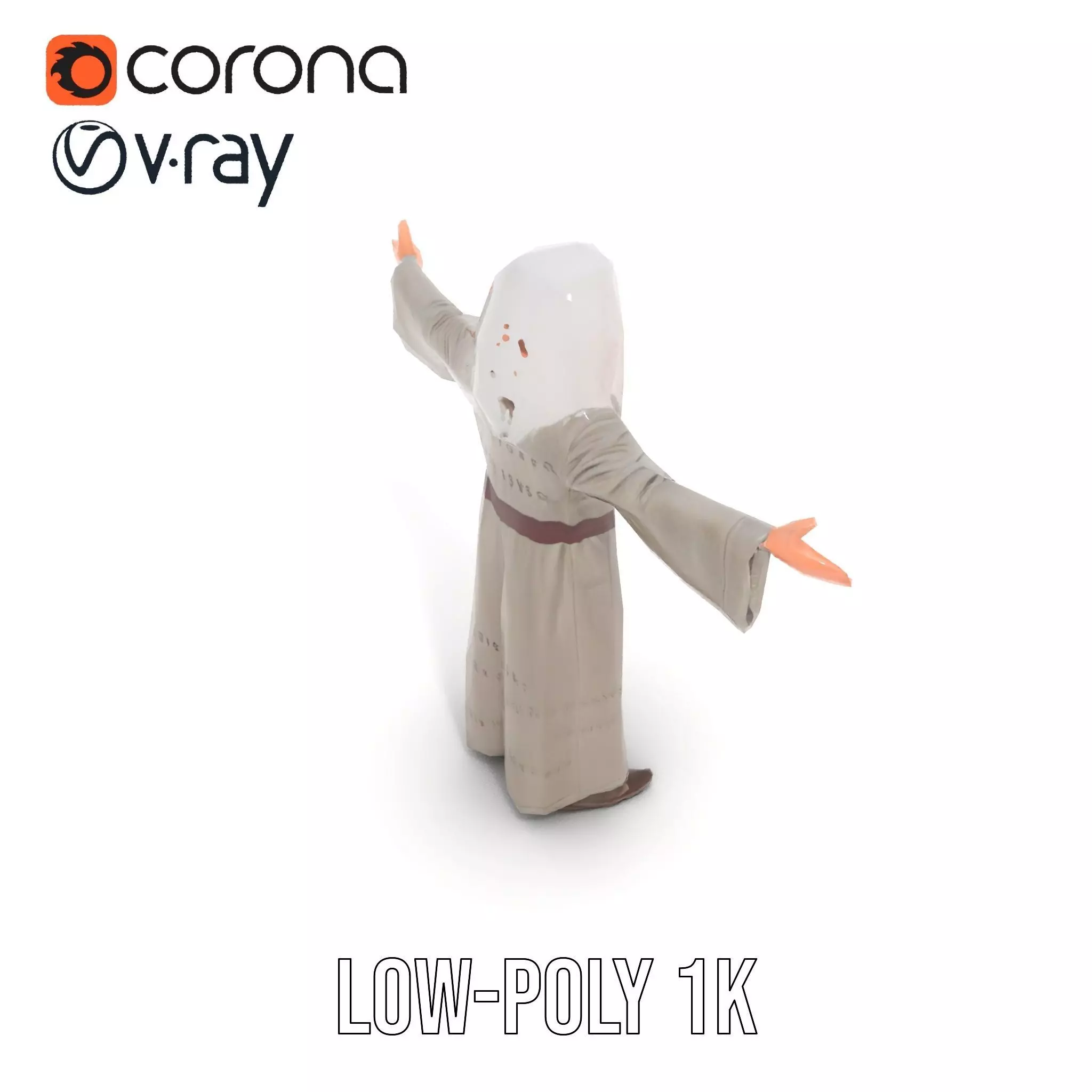 Wise Elder Character Model Pack with Robe and Beard Low-poly 3D model_11