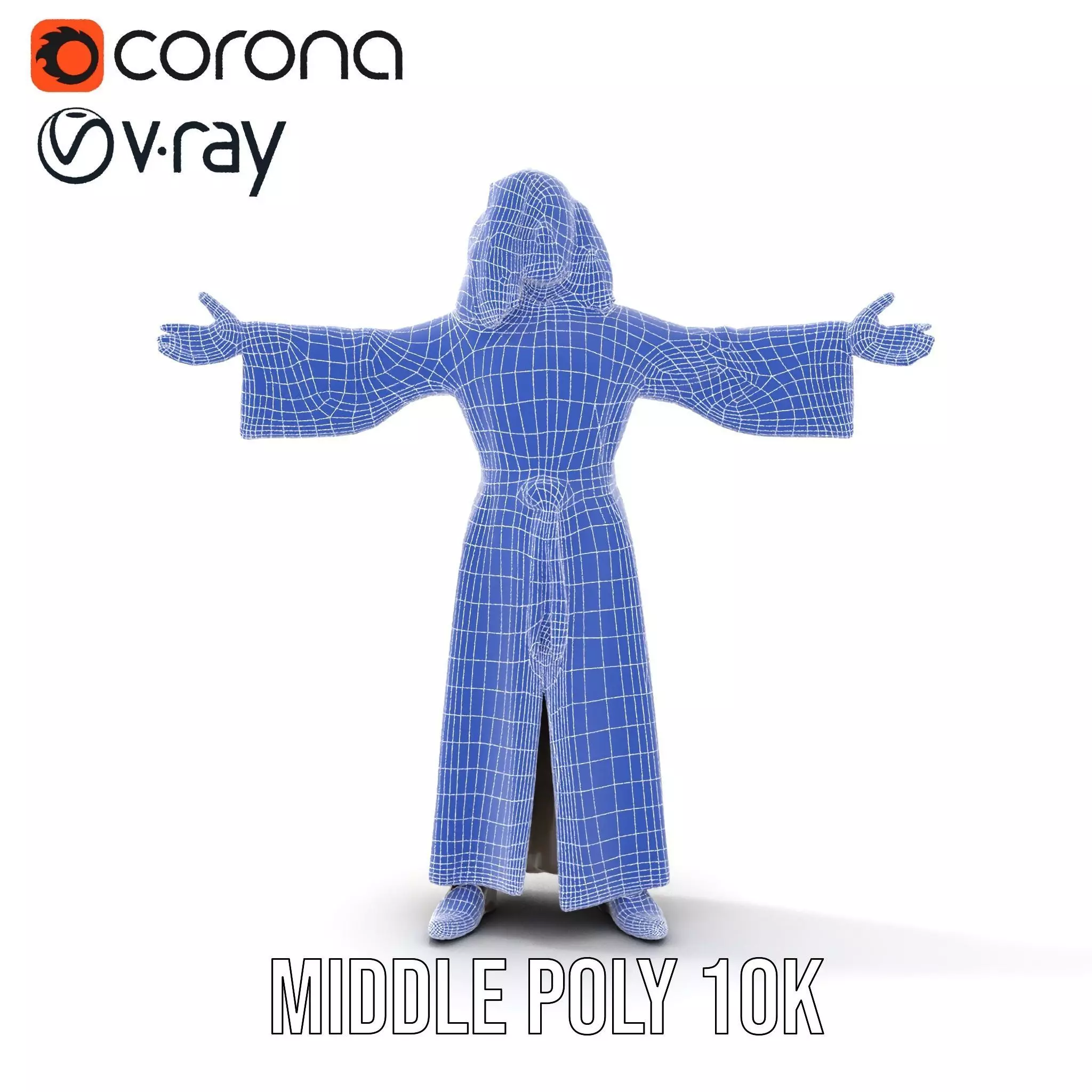 Wise Elder Character Model Pack with Robe and Beard Low-poly 3D model_29