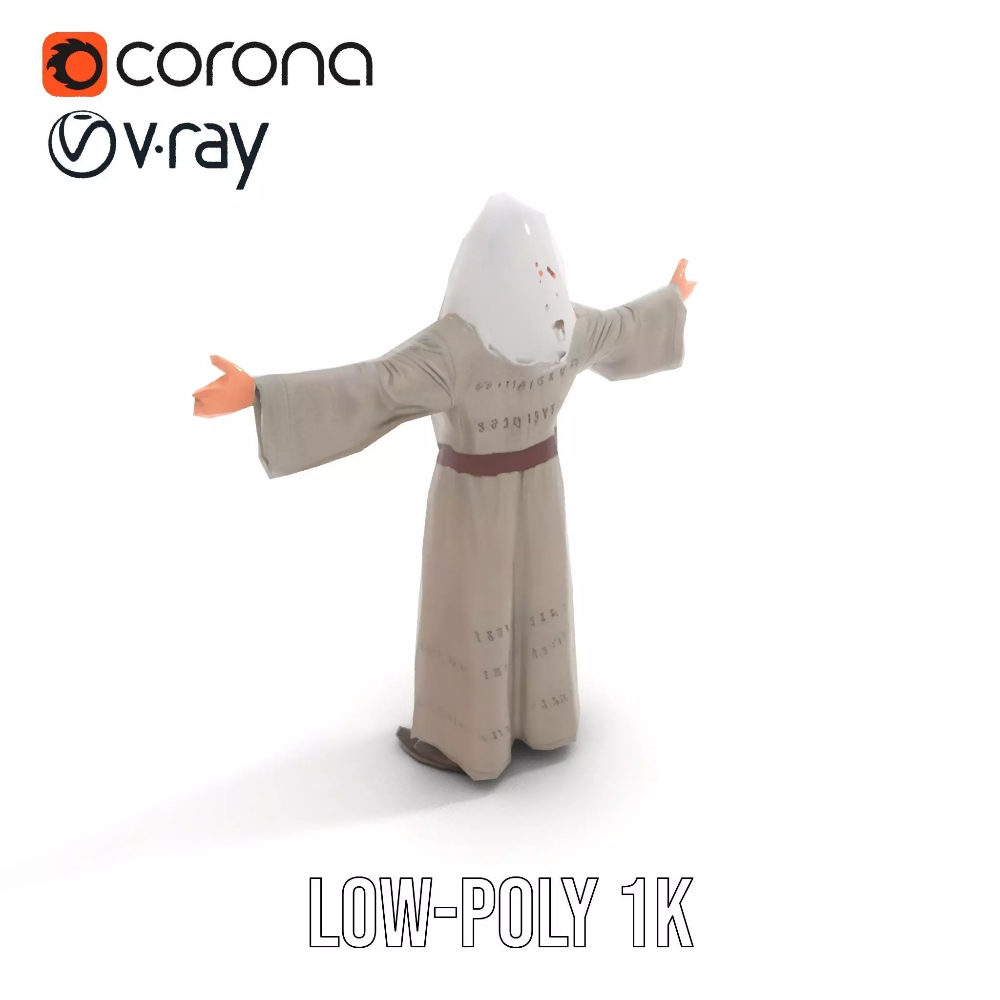 Wise Elder Character Model Pack with Robe and Beard Low-poly 3D model_8