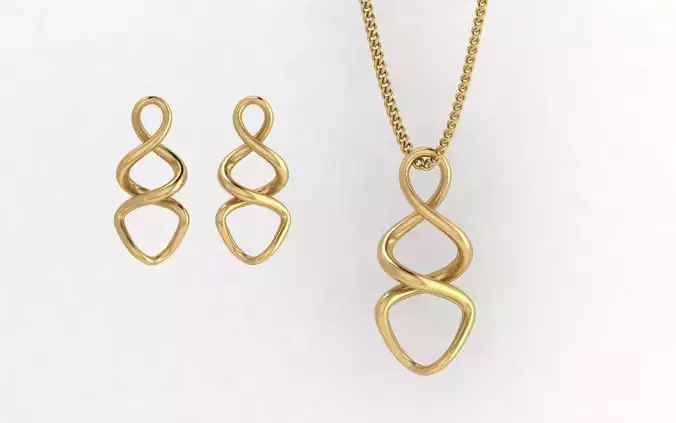 Eternity earing and pendant set