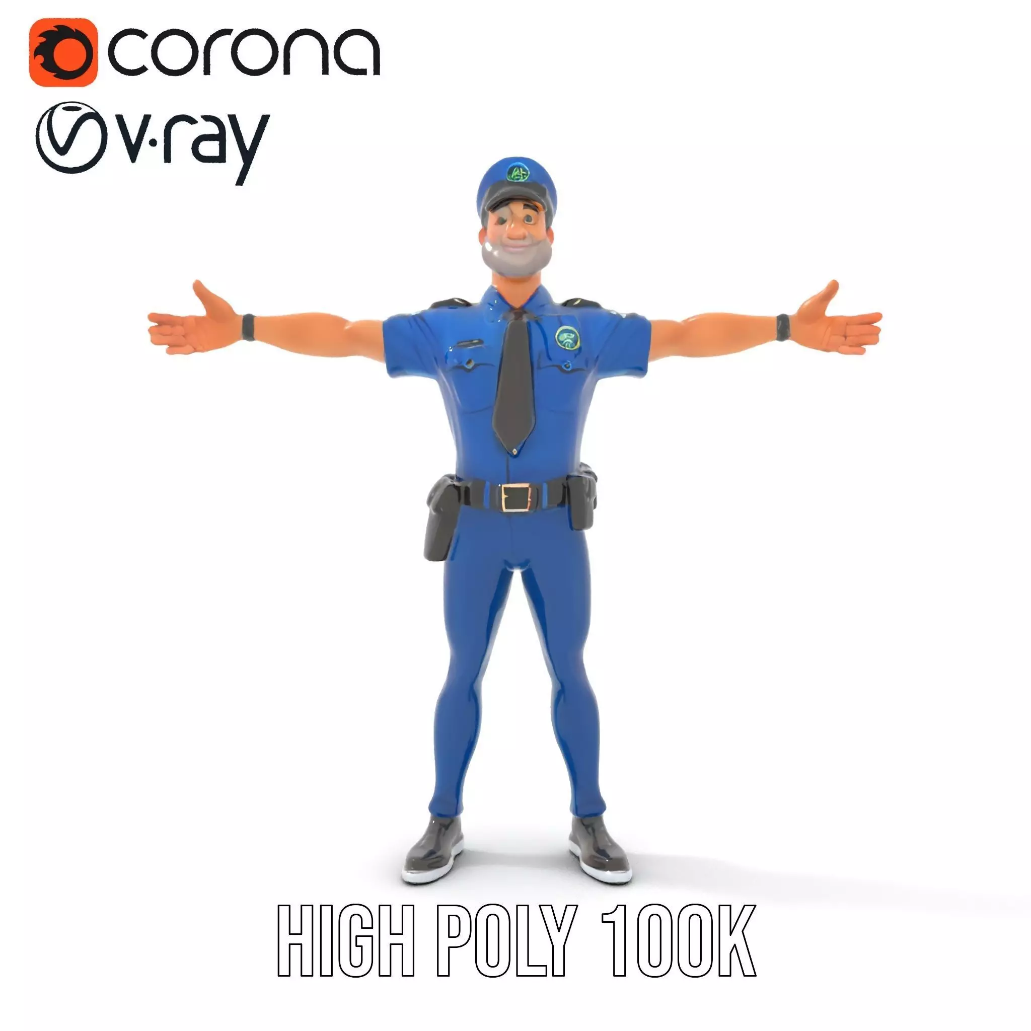 Cartoon Police Officer Character Model Pack Low-poly 3D model_29
