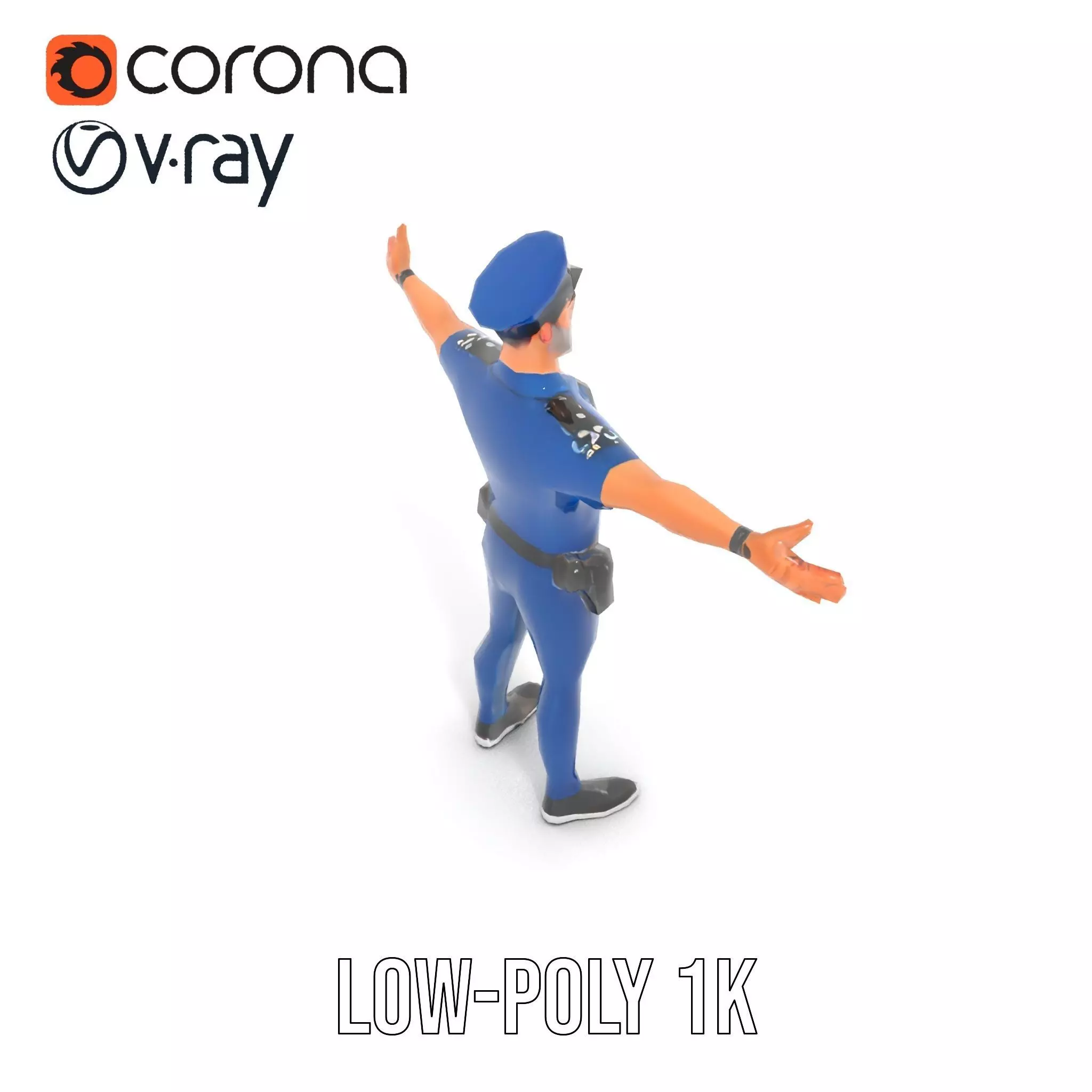 Cartoon Police Officer Character Model Pack Low-poly 3D model_22