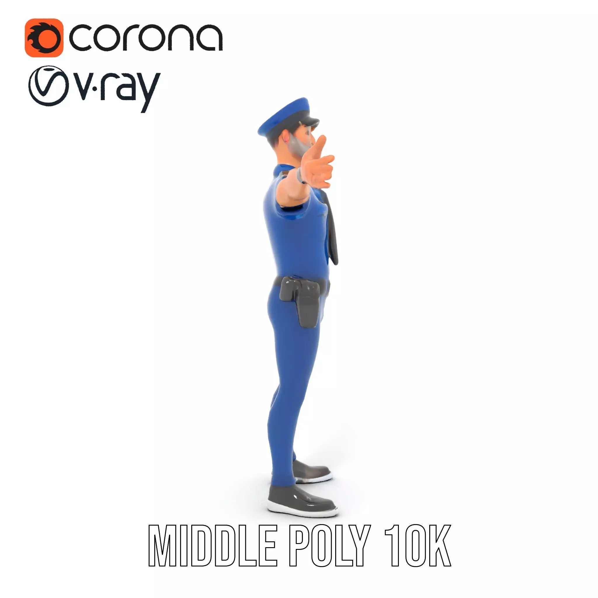 Cartoon Police Officer Character Model Pack Low-poly 3D model_18