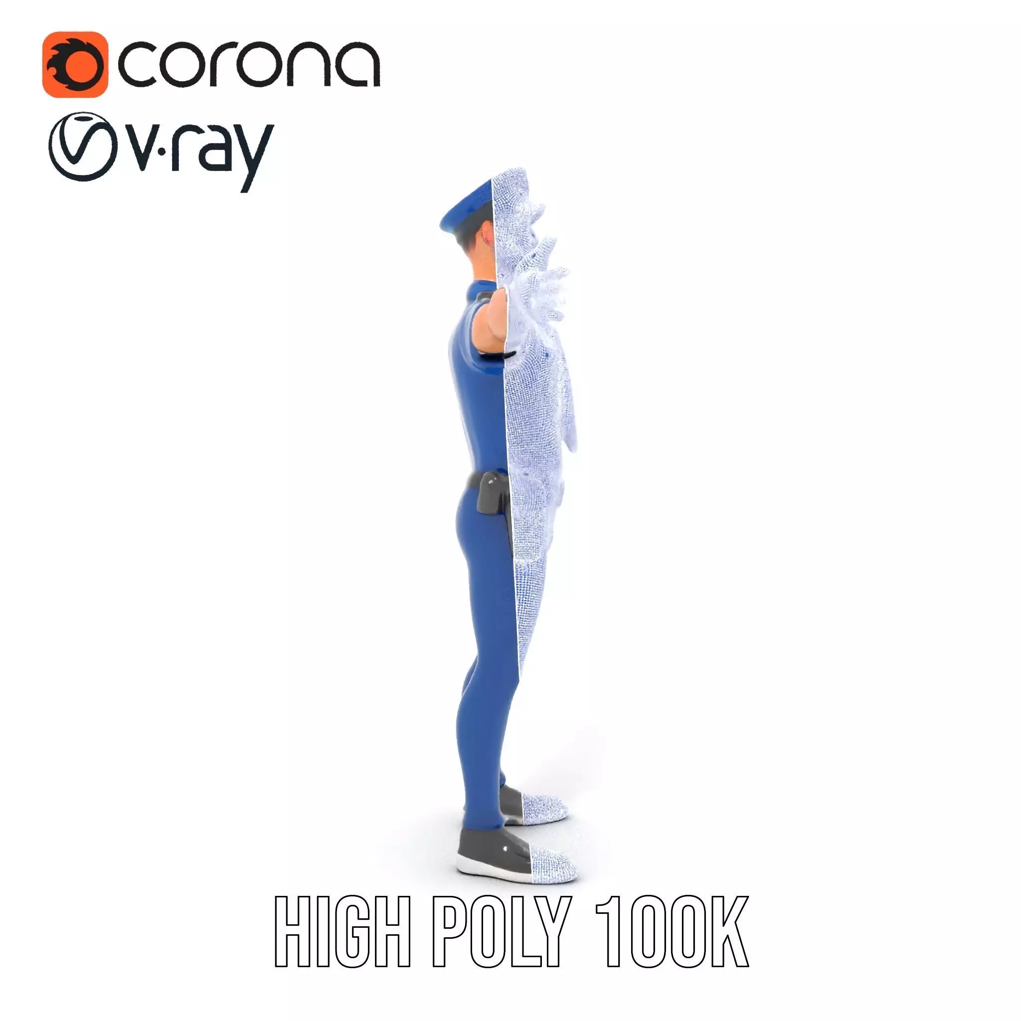 Cartoon Police Officer Character Model Pack Low-poly 3D model_26