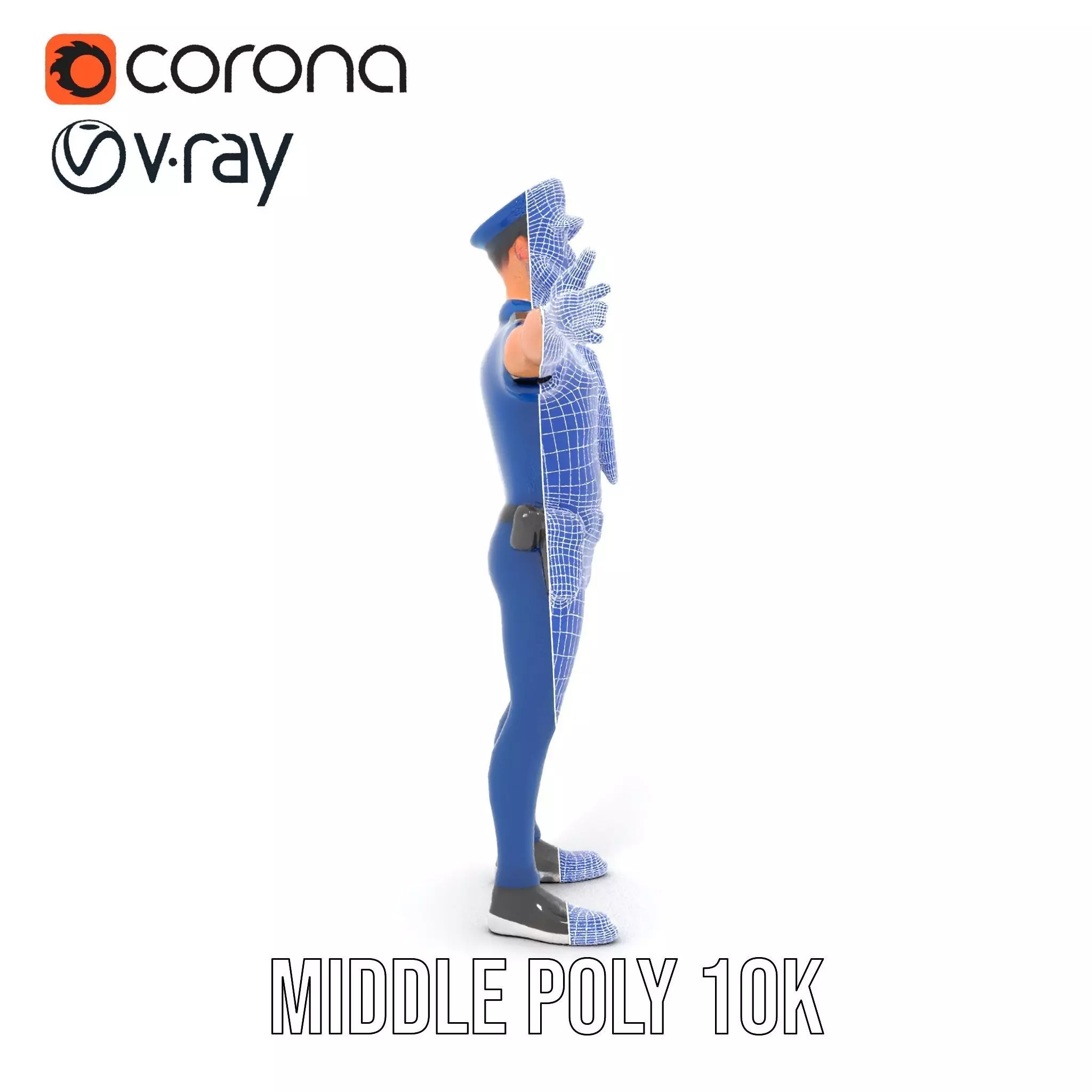 Cartoon Police Officer Character Model Pack Low-poly 3D model_13