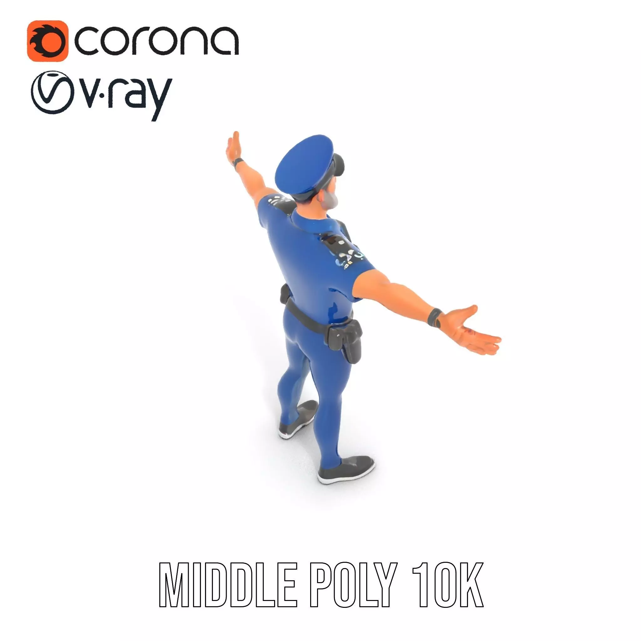 Cartoon Police Officer Character Model Pack Low-poly 3D model_10