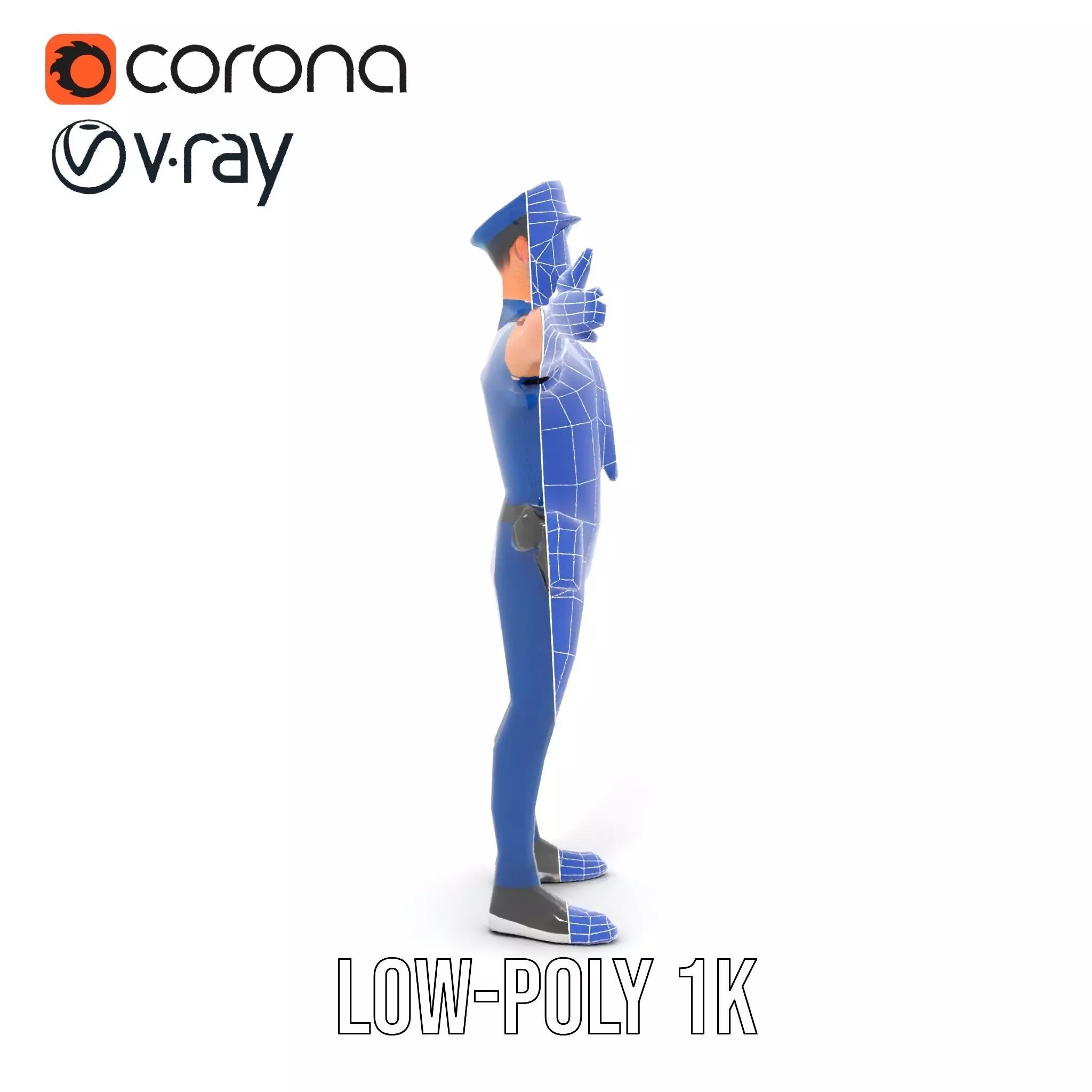 Cartoon Police Officer Character Model Pack Low-poly 3D model_25