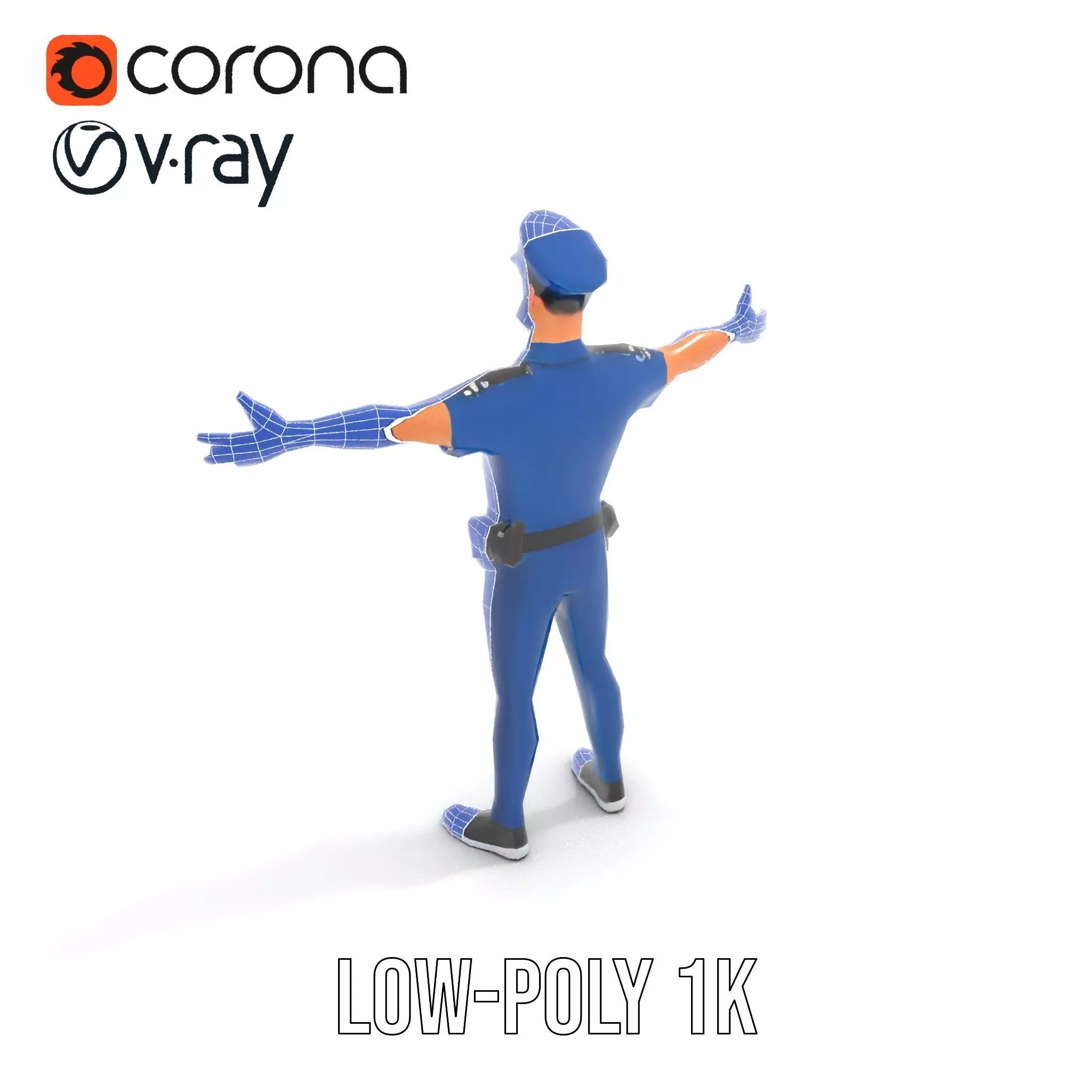 Cartoon Police Officer Character Model Pack Low-poly 3D model_11